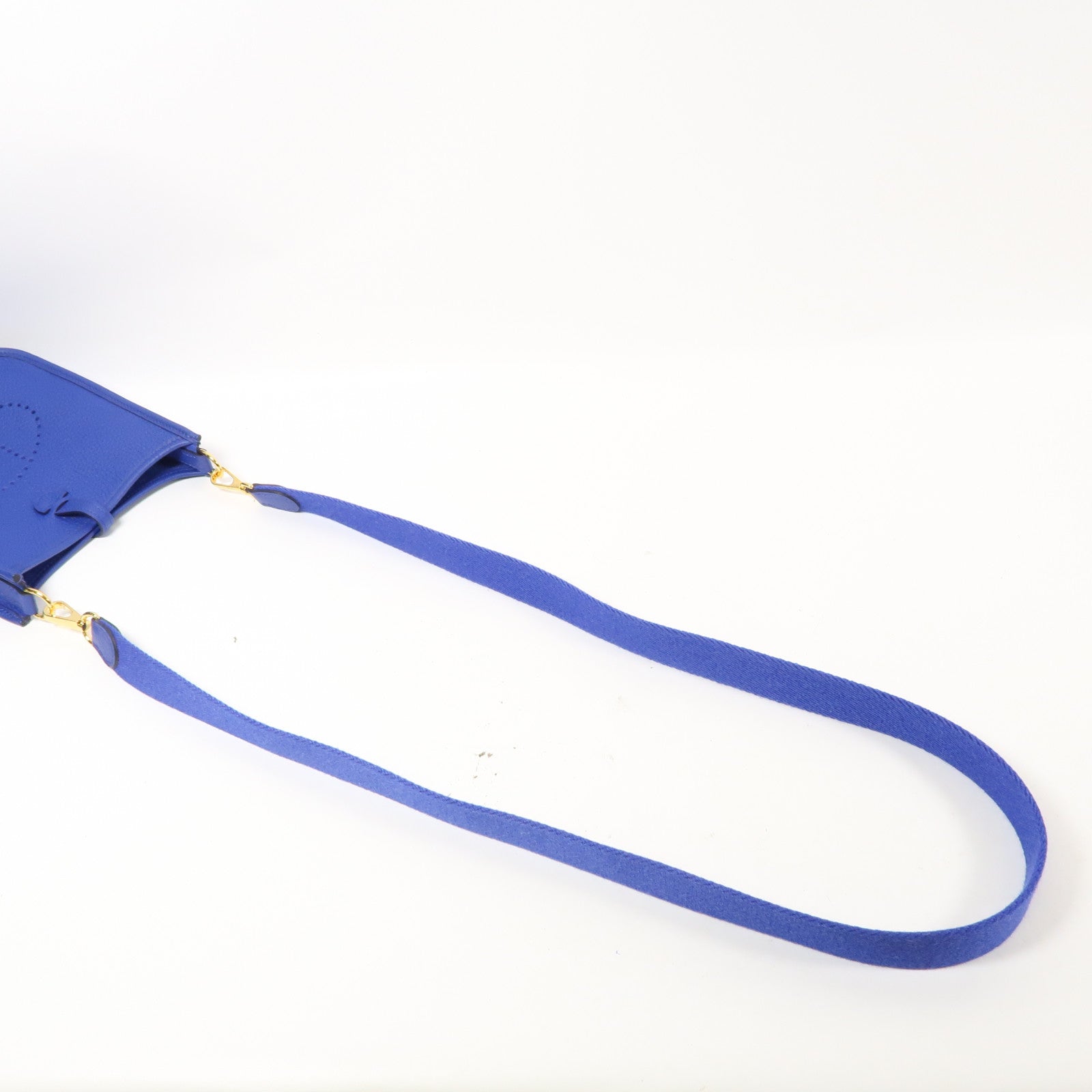 HERMES Clemence皮革Evelyne TPM金扣肩背袋Bleu Electrique/藍色