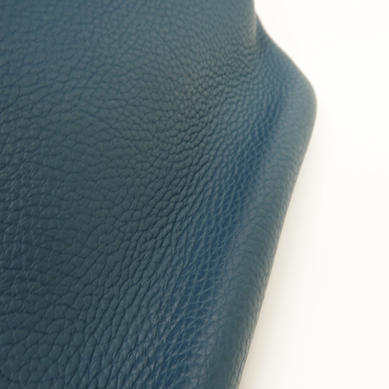 HERMES Clemence皮革So Kelly 20銀扣肩背袋Colvert藍色