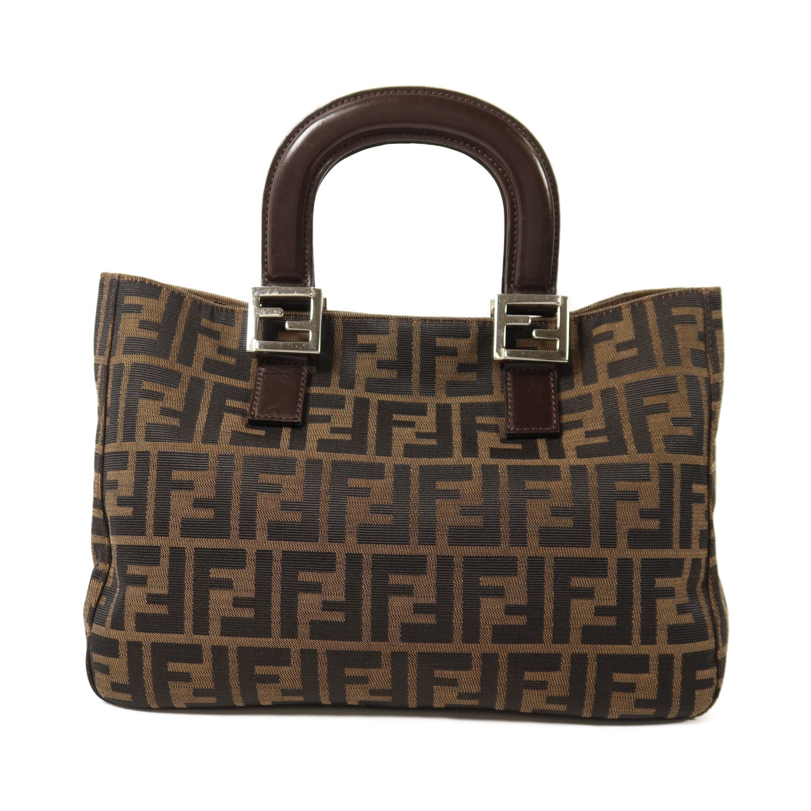 FENDI 帆布Zucca Small Tote Bag銀扣手挽袋