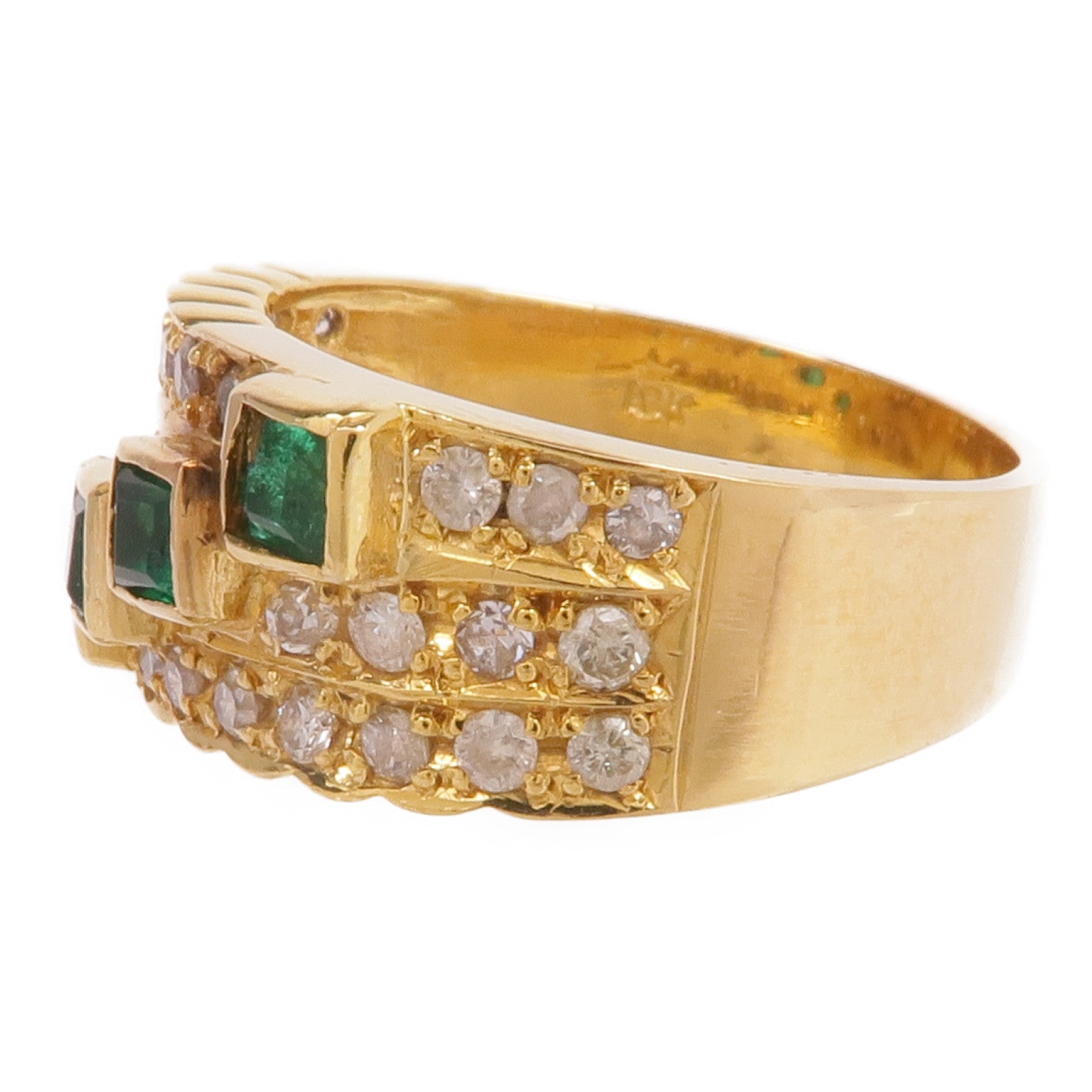 JEWELRY 18K黃金Emerald Diamond Ring綠寶石/鑽石戒指US#5.25