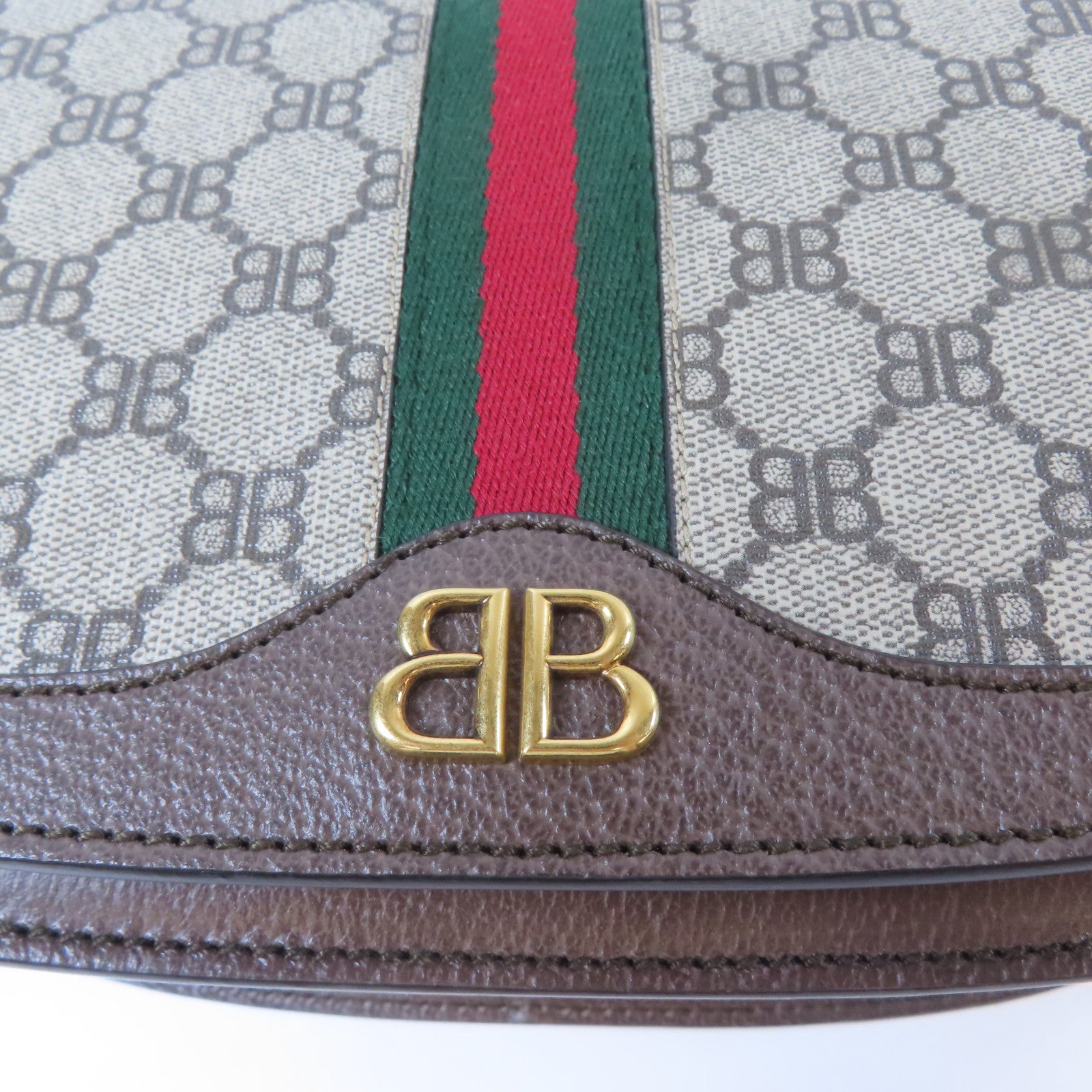 BALENCIAGA 塗層帆布Balenciaga X Gucci Hacker Project金扣肩背袋啡色