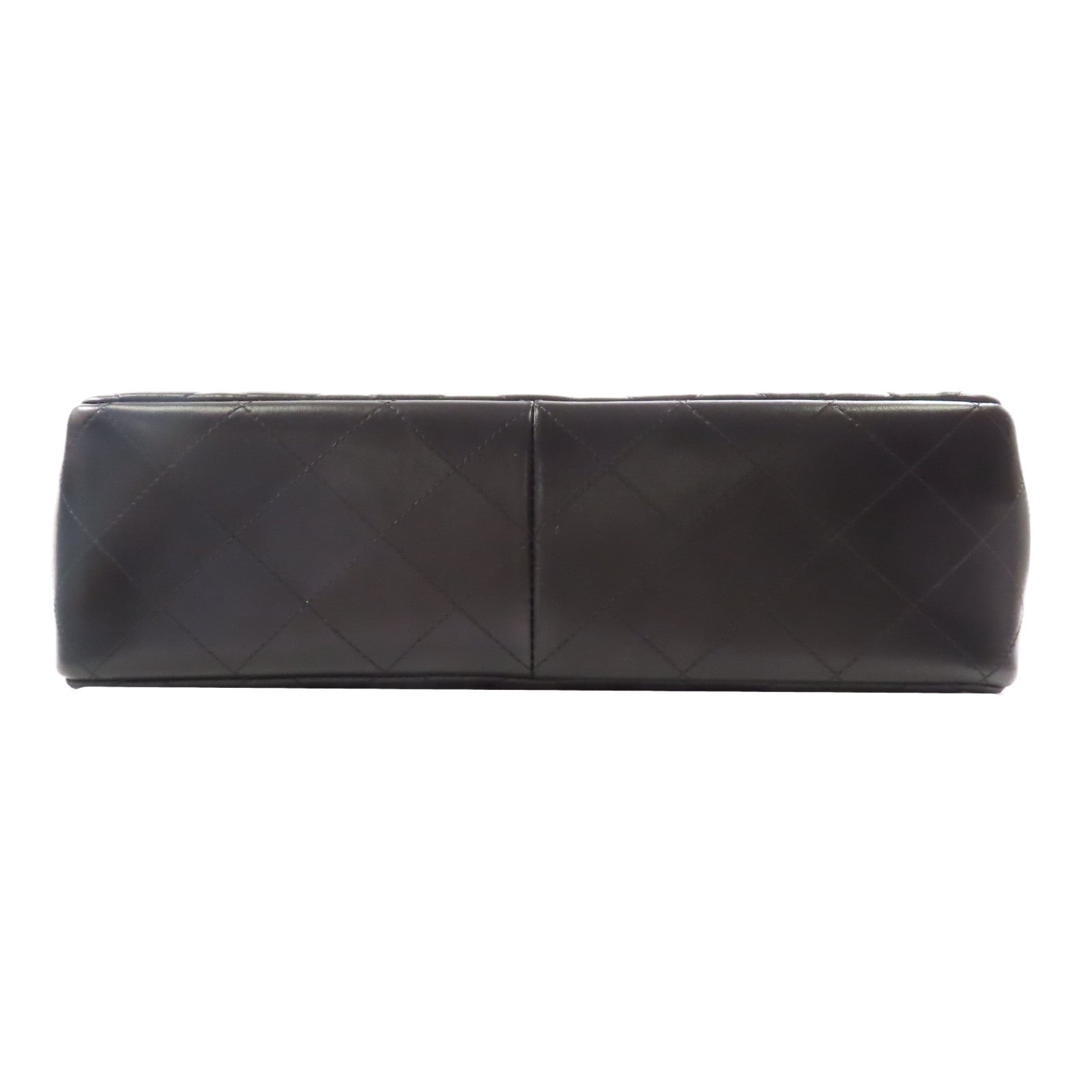 CHANEL 羊皮皮革Large Classic銀扣鏈帶肩背袋黑色