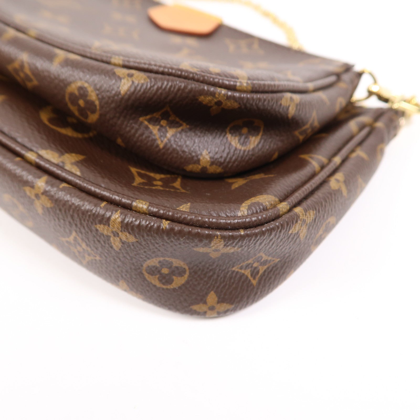 LOUIS VUITTON Monogram Multi Pochette Accessoires金扣肩背袋棕色