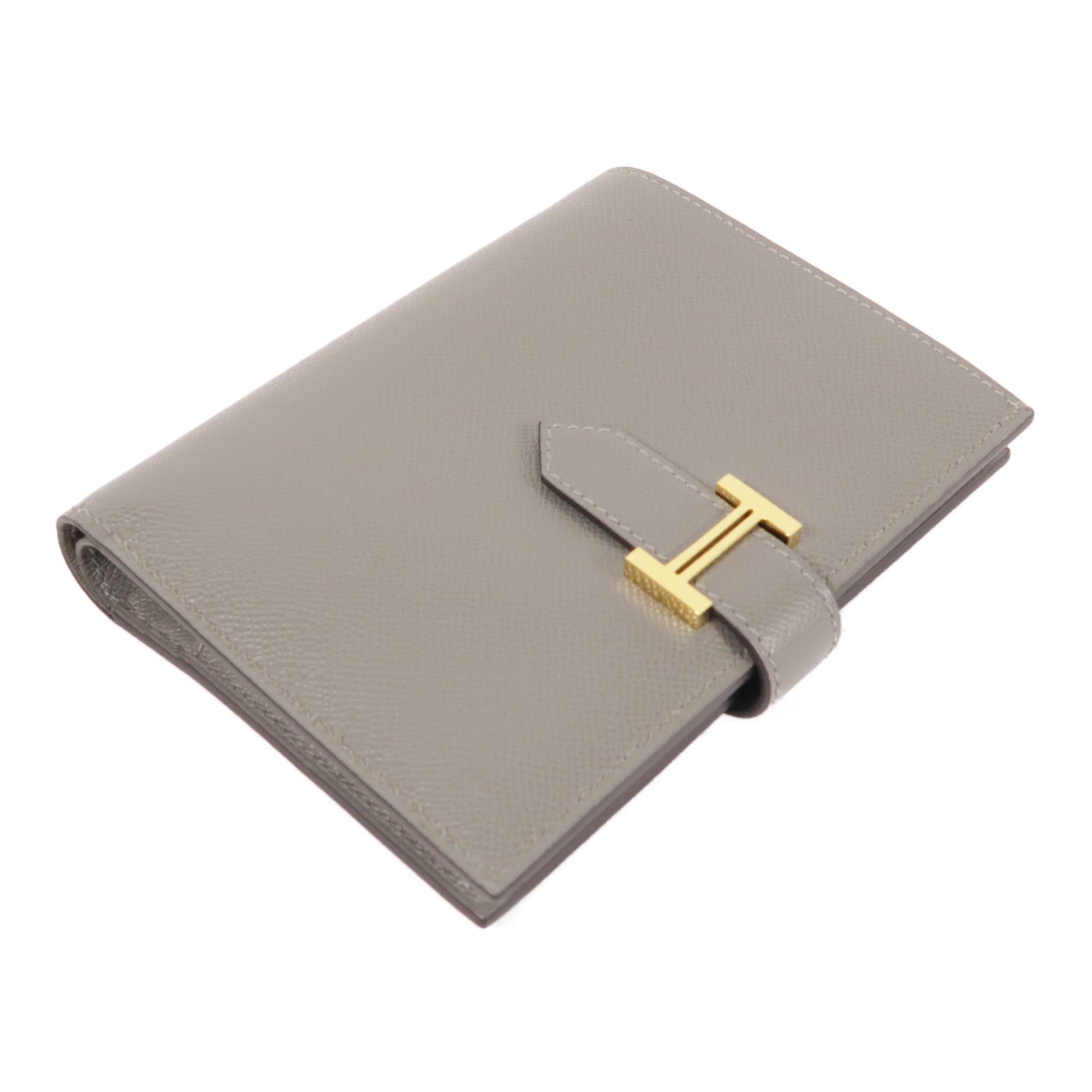 HERMES Madame皮革Bearn Compact Wallet金扣錢包