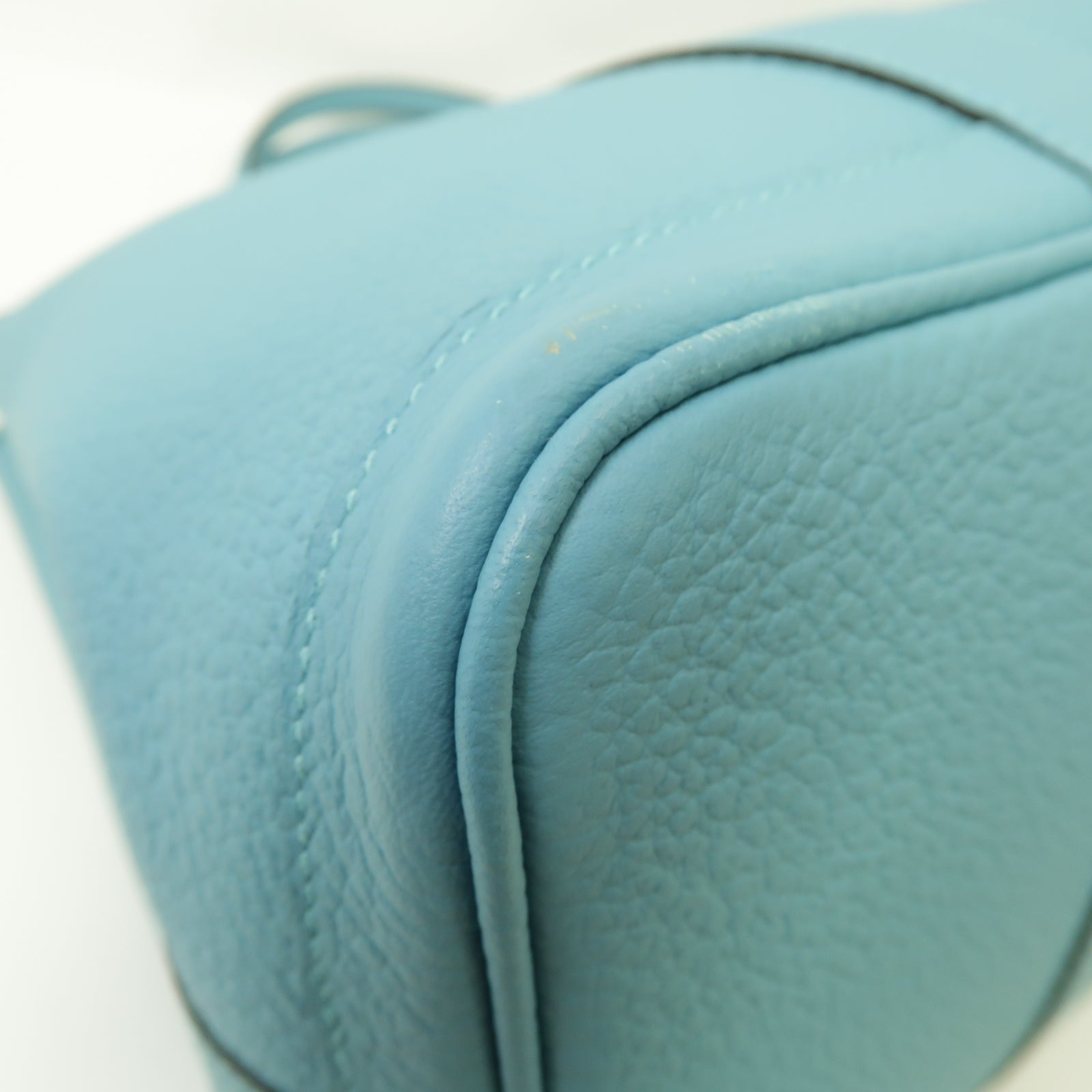HERMES Country皮革Garden Party PM銀扣手挽袋Bleu-Atoll藍色