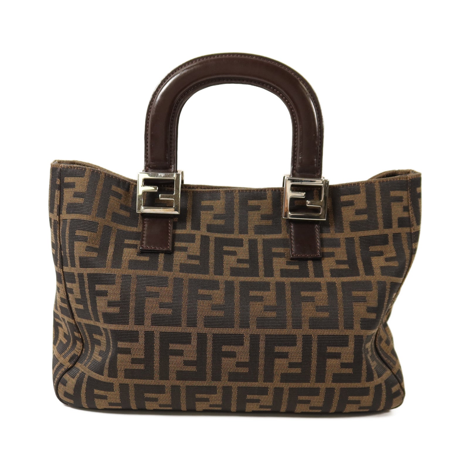 FENDI 帆布Zucca Small Tote Bag銀扣手挽袋