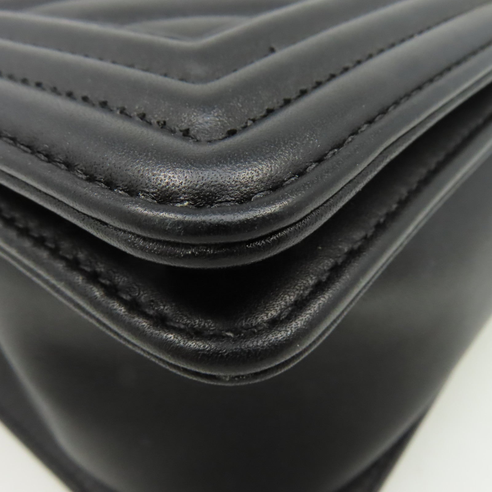 CHANEL 【激減優惠】斜紋羊皮皮革Boy Chanel 25cmShoulder Bag金扣鏈帶肩背袋黑色