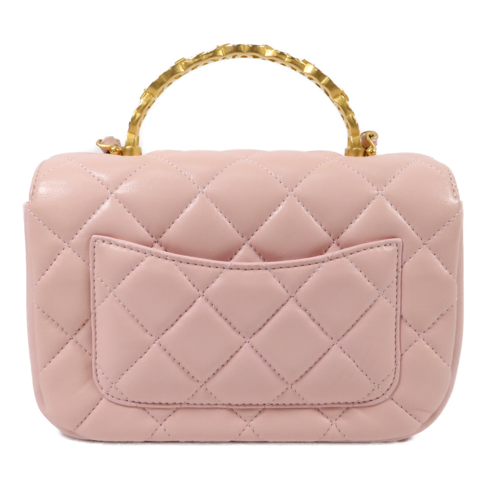 CHANEL 羊皮皮革Mini Handle Flap Bag鏈帶手挽肩背兩用袋