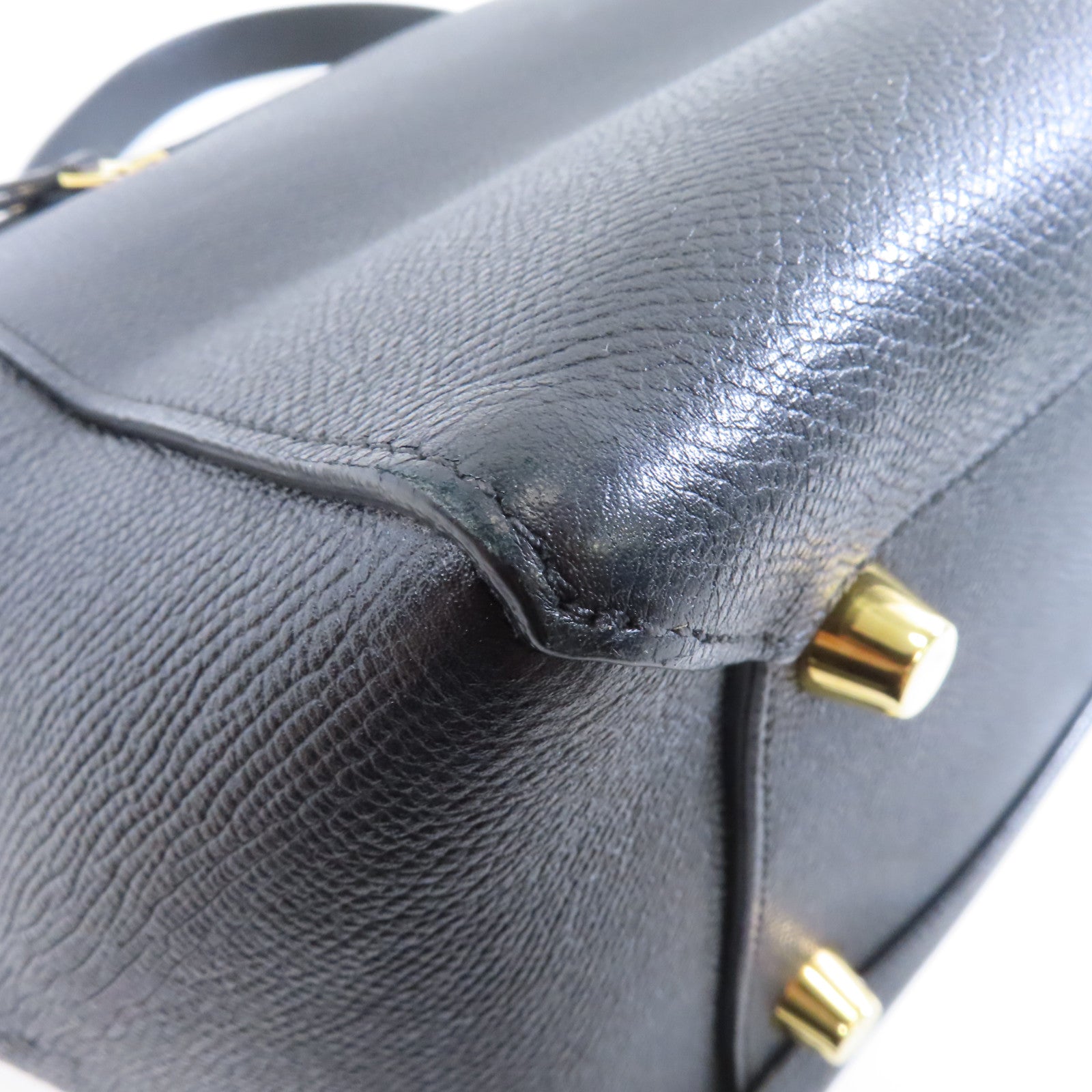 CELINE 牛皮皮革Mini Belt Bag金扣手挽肩背兩用袋黑色