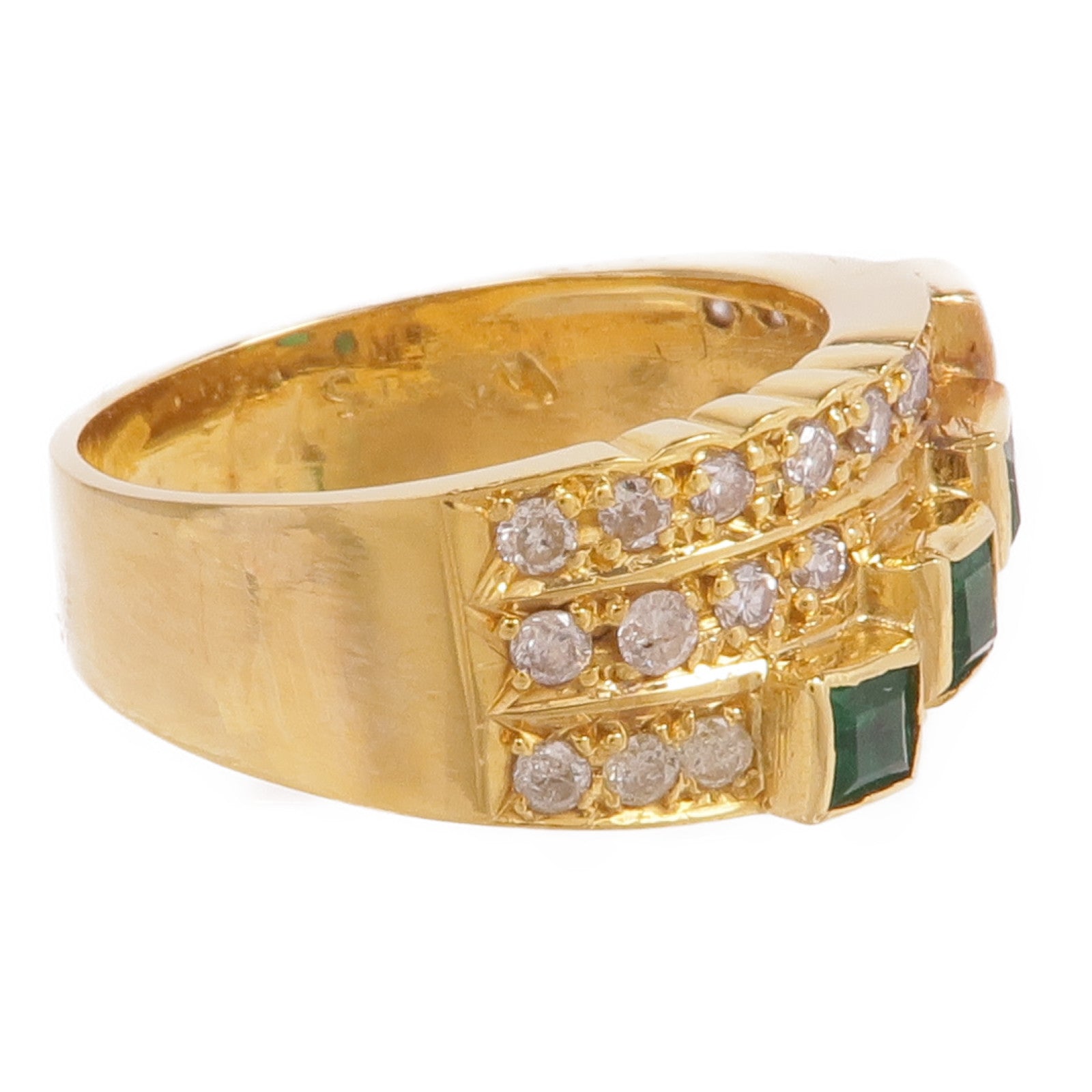 JEWELRY 18K黃金Emerald Diamond Ring綠寶石/鑽石戒指US#5.25