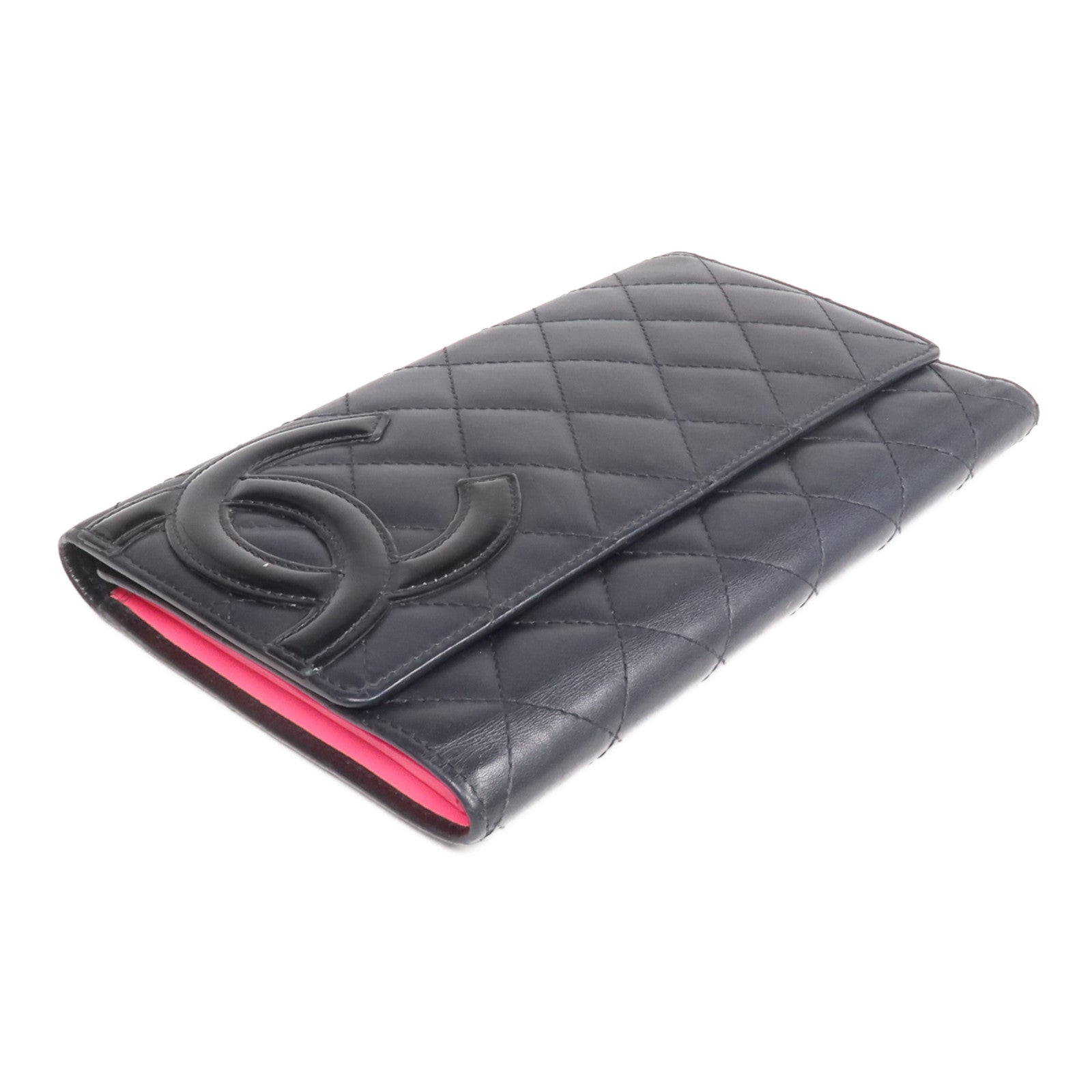 CHANEL 牛皮皮革Cambon Wallet銀扣長錢包