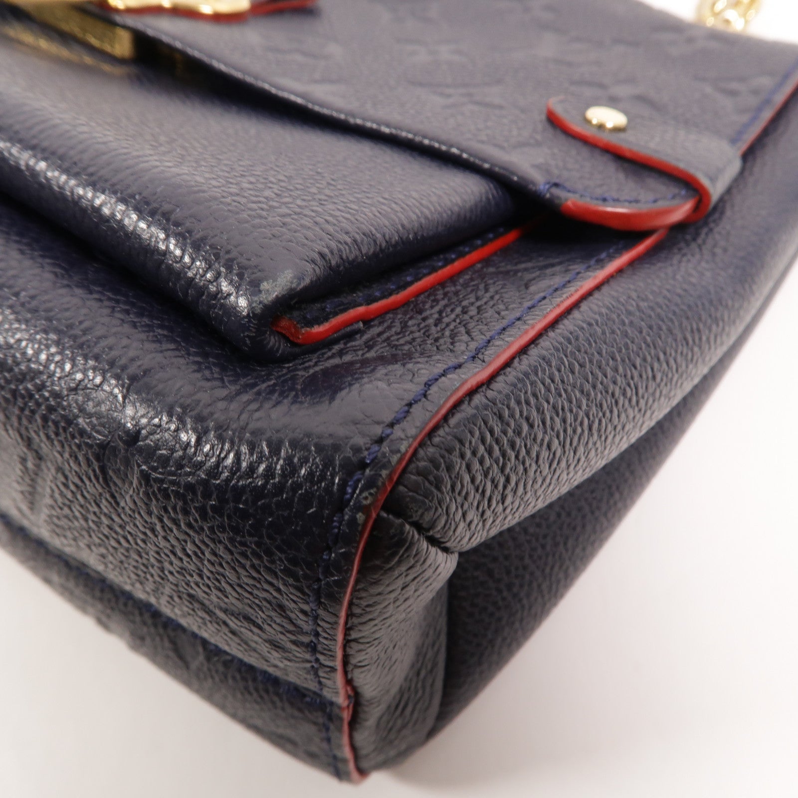 LOUIS VUITTON Monogram Empreinte Vavin PM金扣肩背袋深藍色