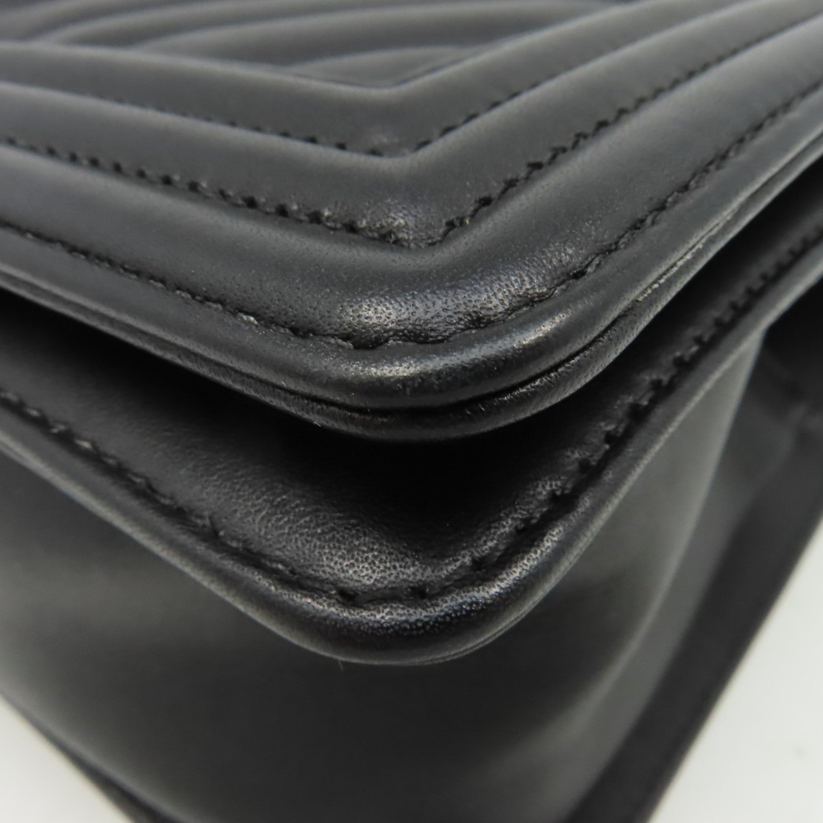 CHANEL 【激減優惠】斜紋羊皮皮革Boy Chanel 25cmShoulder Bag金扣鏈帶肩背袋黑色