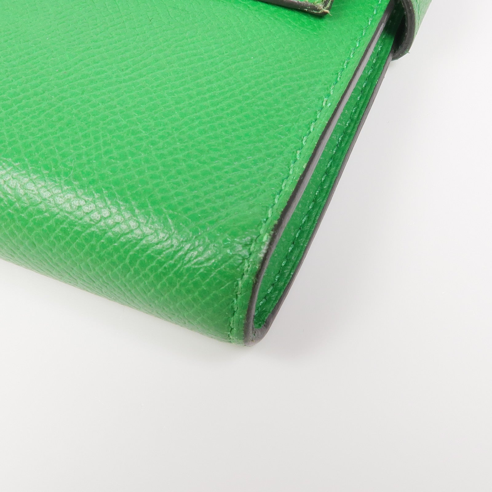 HERMES Epsom皮革Kelly Long Wallet銀扣長錢包Bambou