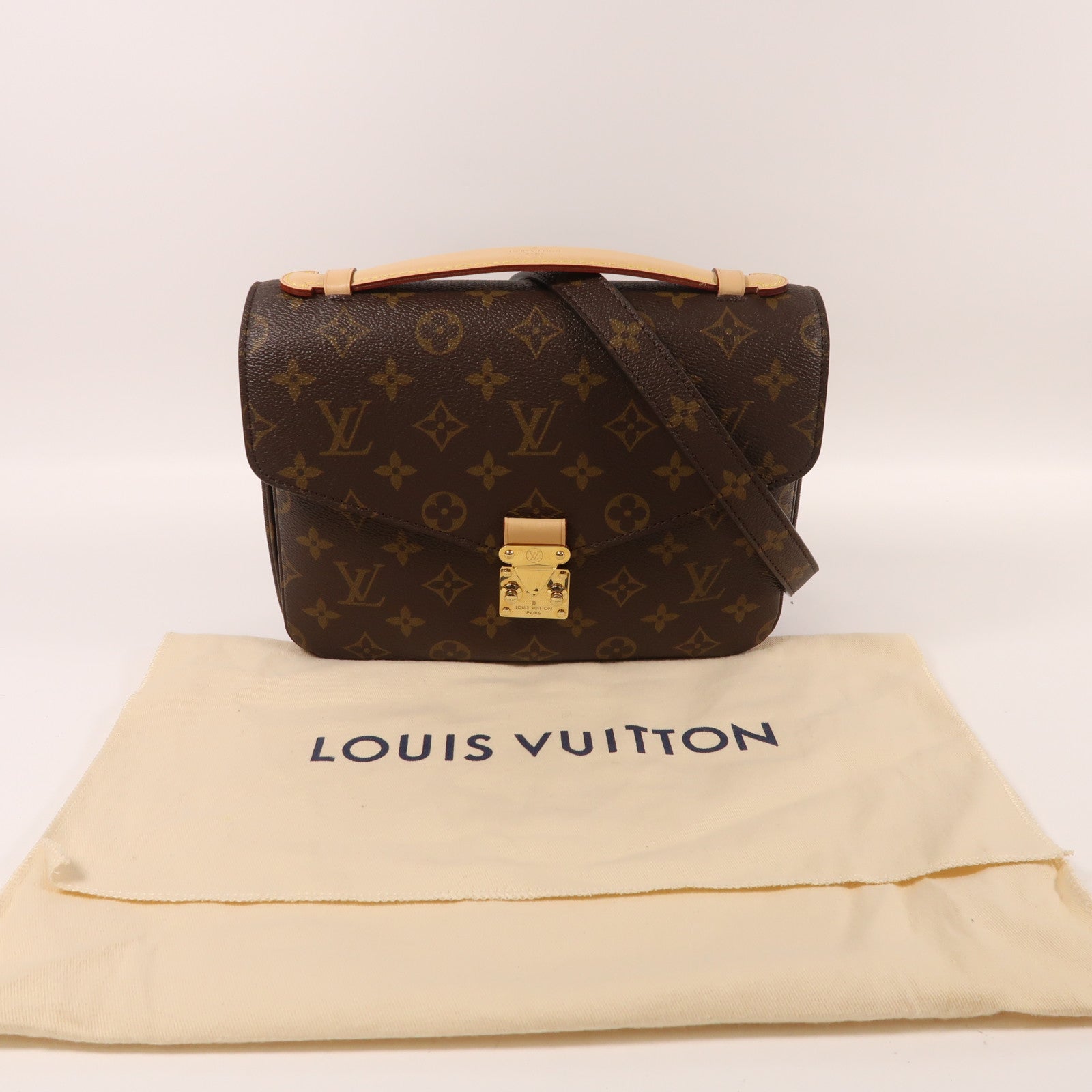 LOUIS VUITTON Monogram Pochette Metis金扣手挽肩背兩用袋棕色
