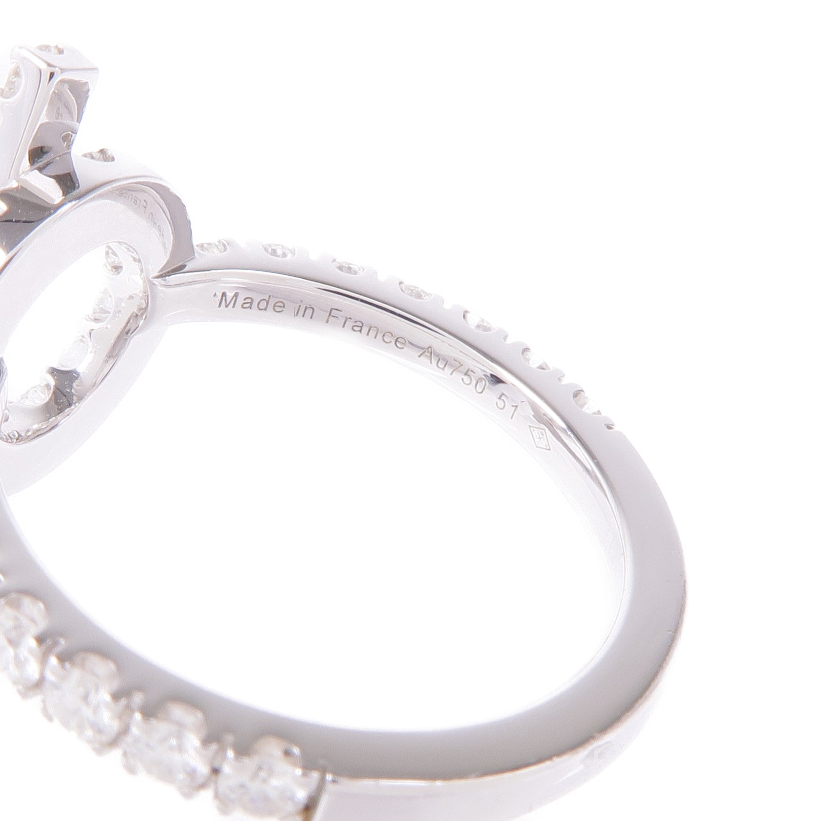 HERMES 18K白金Finesse Ring鑽石戒指Hermesw#51/US#5.5