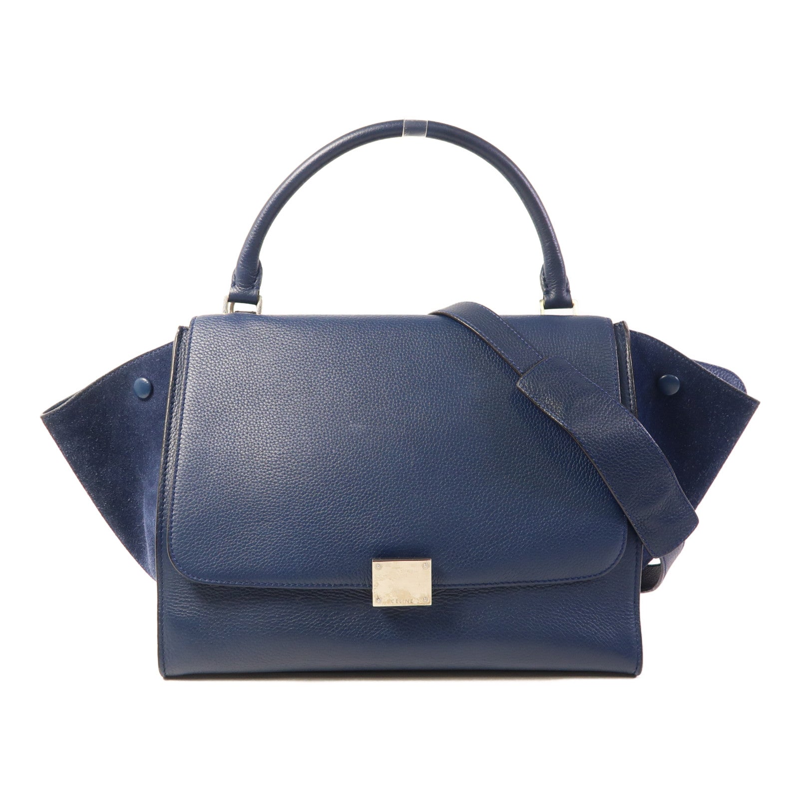 CELINE 【激減優惠】牛皮皮革Trapeze銀扣手挽肩背兩用袋