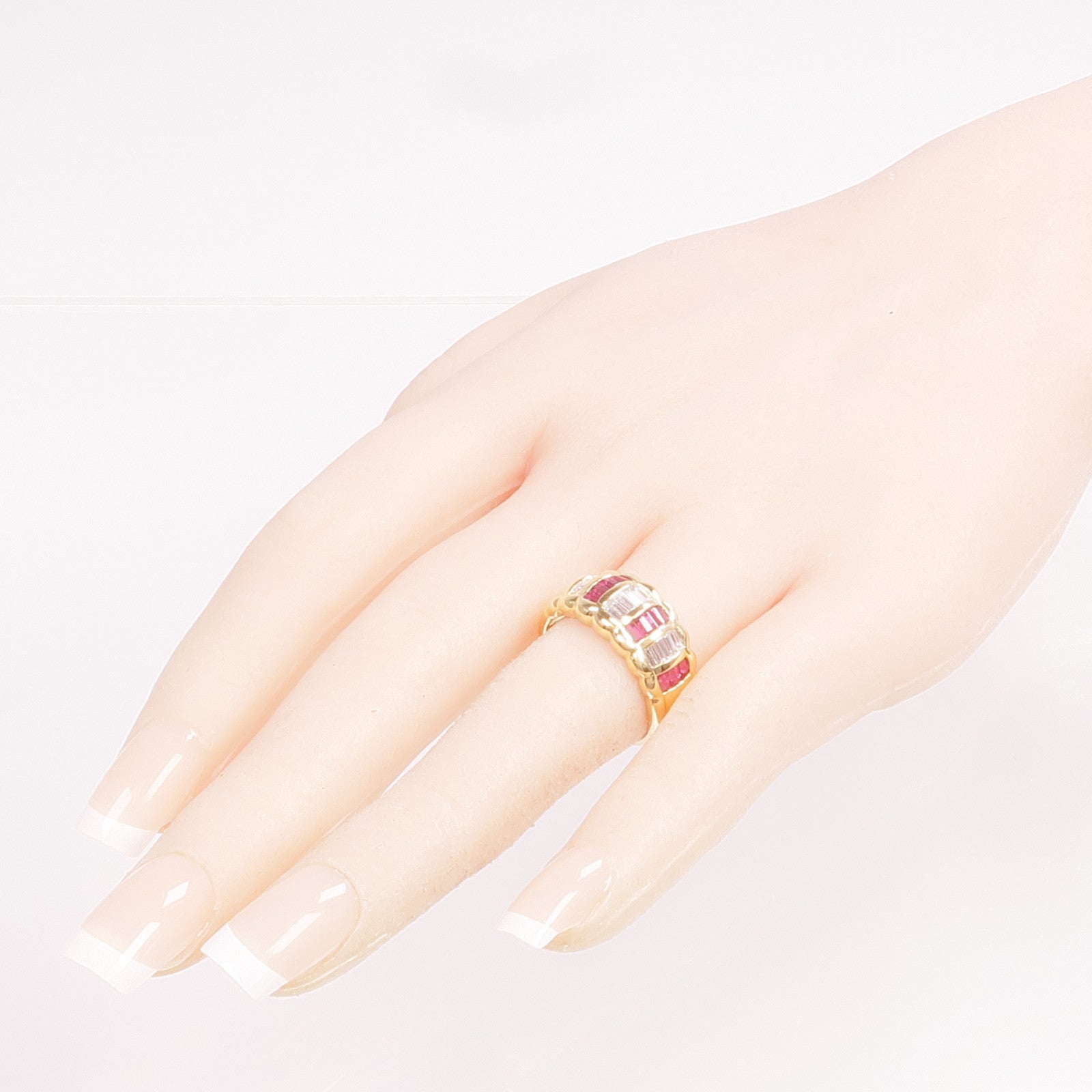 JEWELRY 18K黃金Ruby Diamond Ring紅寶石/鑽石戒指US#7.5