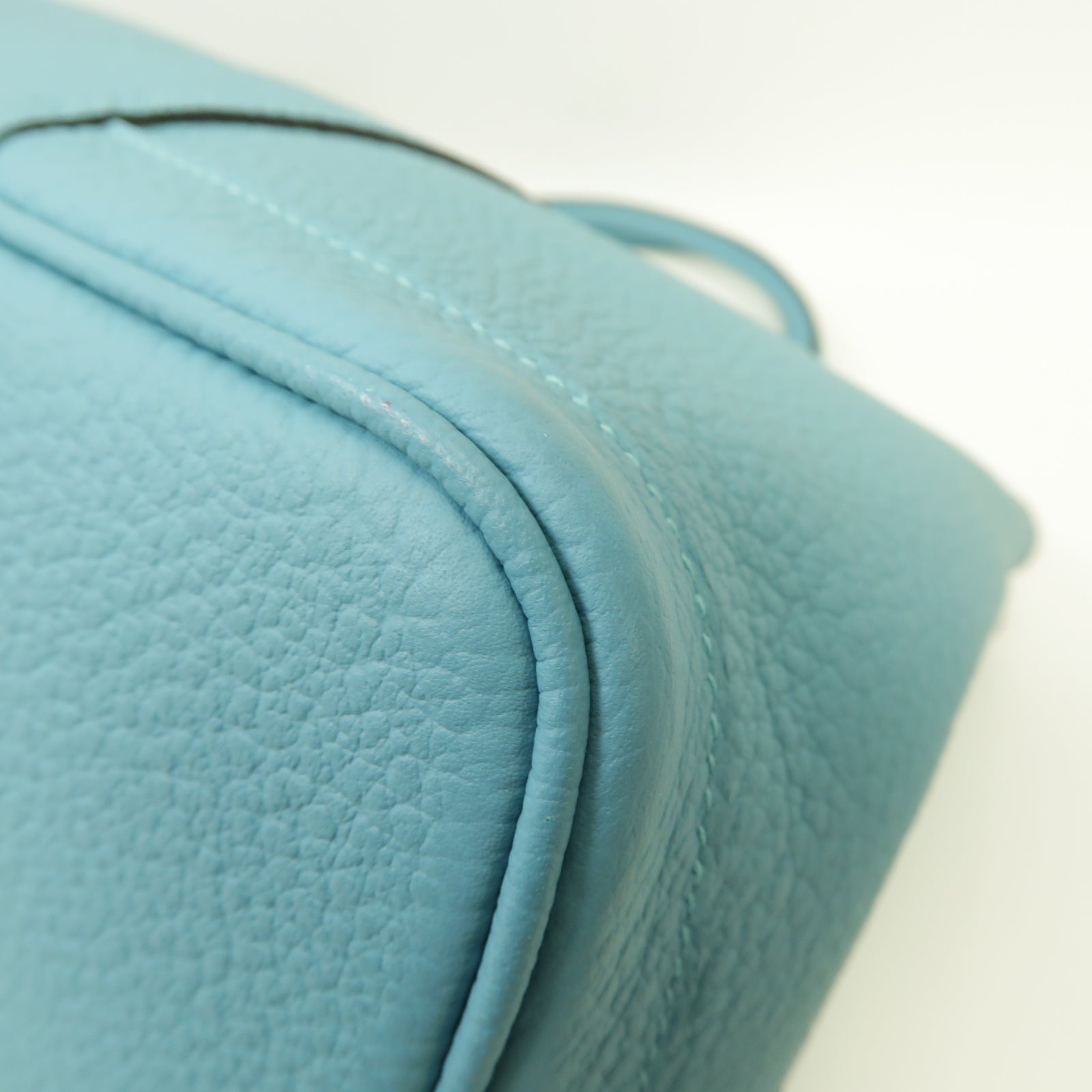 HERMES Country皮革Garden Party PM銀扣手挽袋Bleu-Atoll藍色