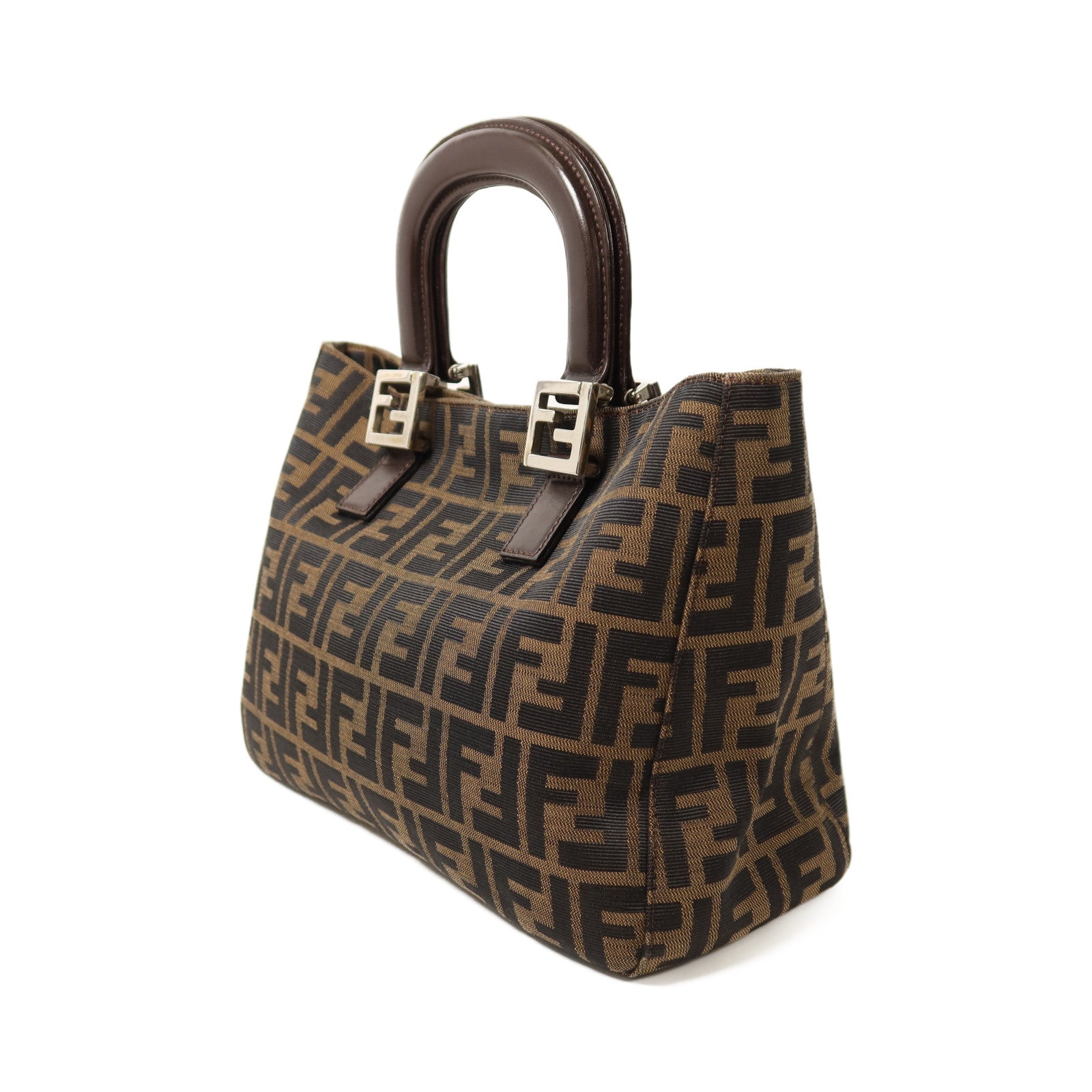 FENDI 帆布Zucca Small Tote Bag銀扣手挽袋