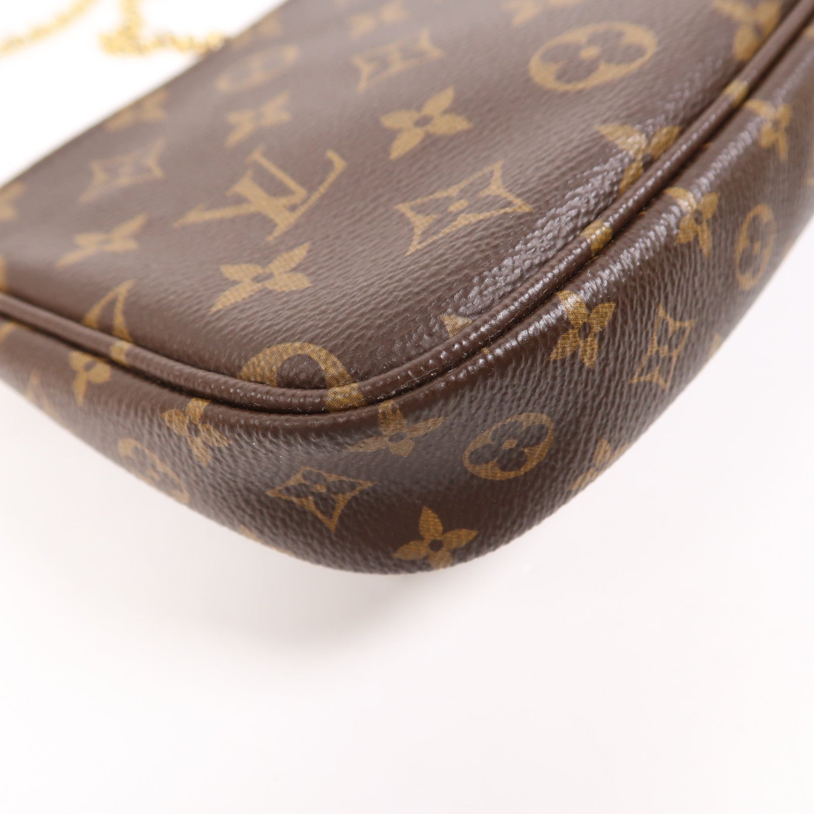 LOUIS VUITTON Monogram Multi Pochette Accessoires金扣肩背袋棕色