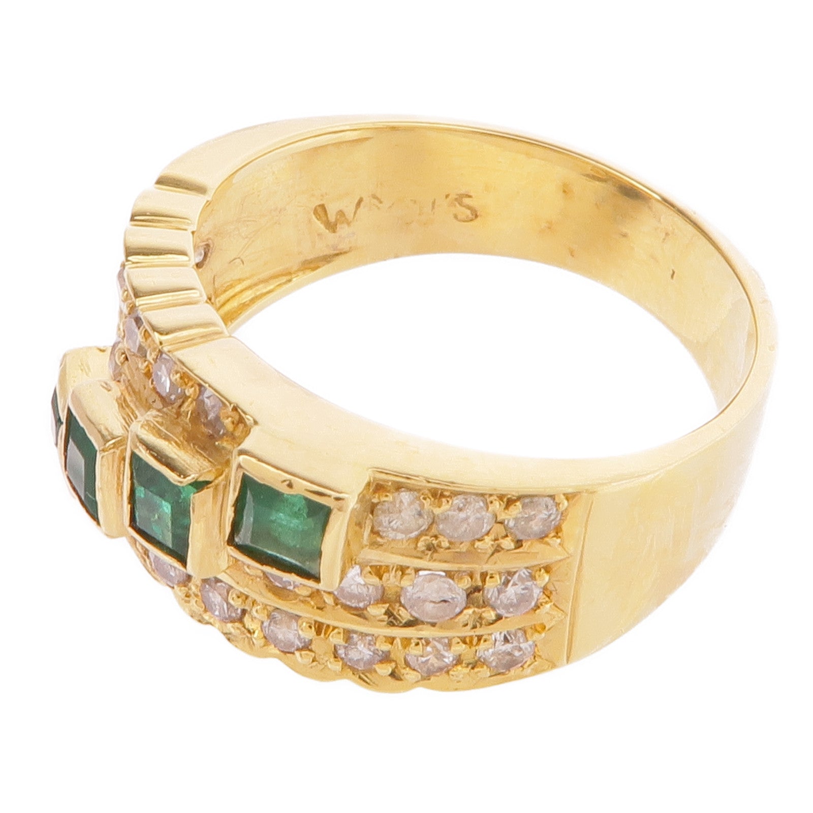 JEWELRY 【激減優惠】18K黃金Emerald Diamond Ring綠寶石/鑽石戒指US#5.25