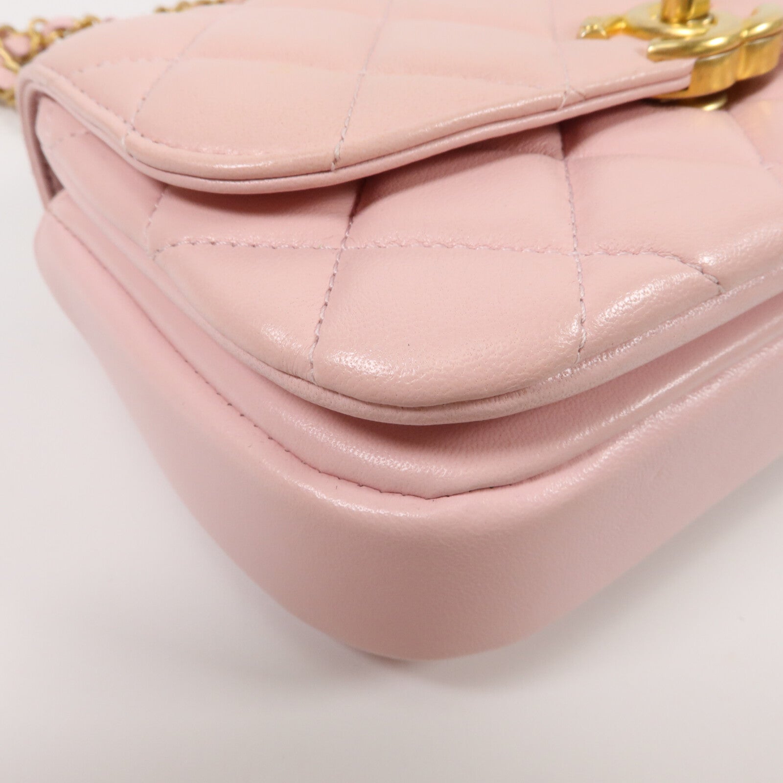 CHANEL 羊皮皮革Mini Handle Flap Bag鏈帶手挽肩背兩用袋