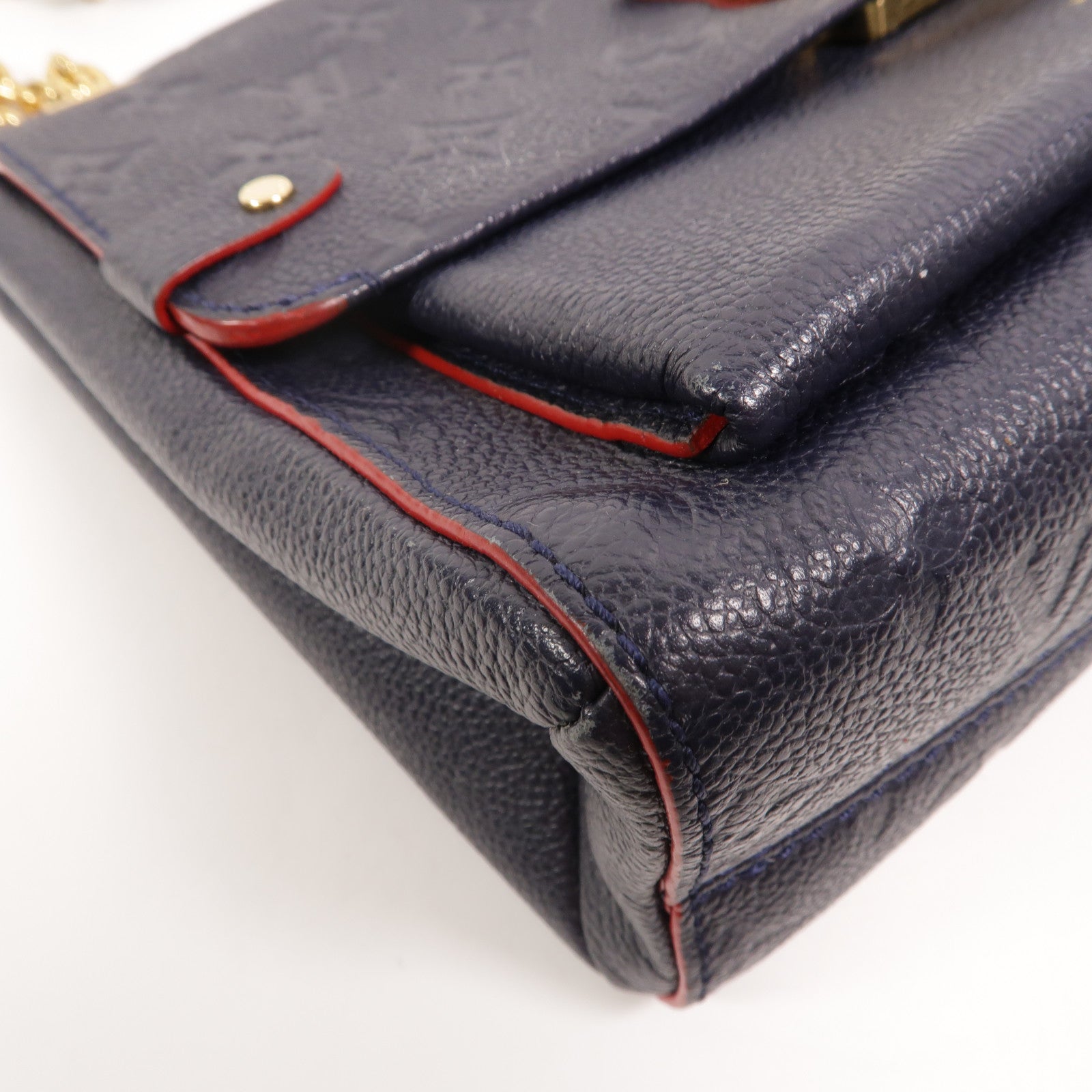 LOUIS VUITTON Monogram Empreinte Vavin PM金扣肩背袋深藍色