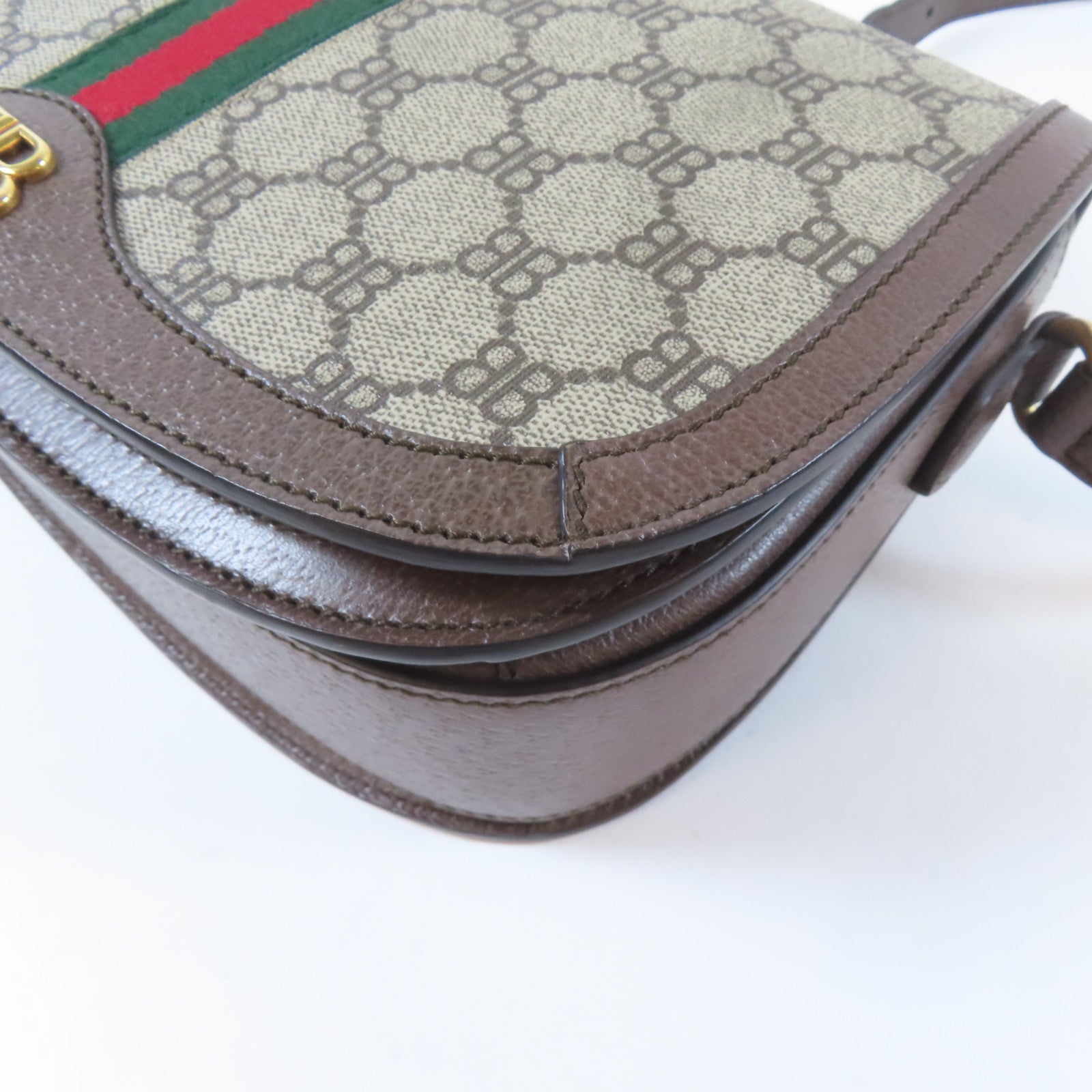 BALENCIAGA 塗層帆布Balenciaga X Gucci Hacker Project金扣肩背袋啡色