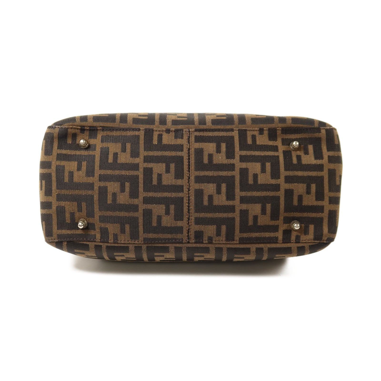 FENDI 帆布Zucca Small Tote Bag銀扣手挽袋