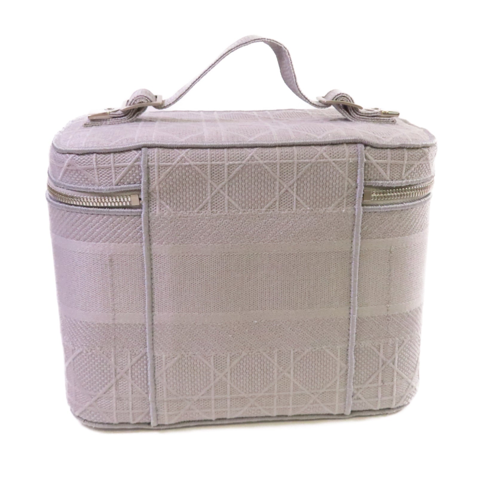 Dior 帆布Vanity Case Bag銀扣手挽袋灰色