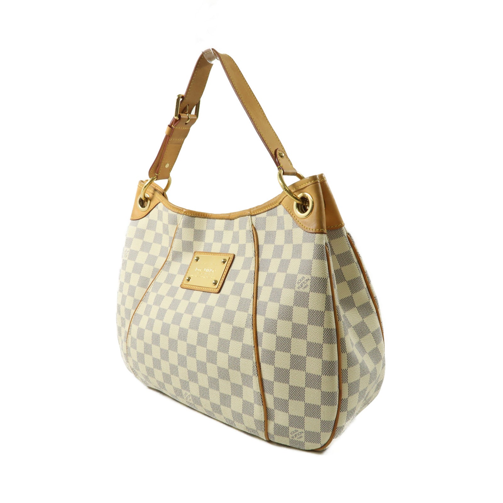 LOUIS VUITTON Damier Azur Galliera PM金扣肩背袋白色