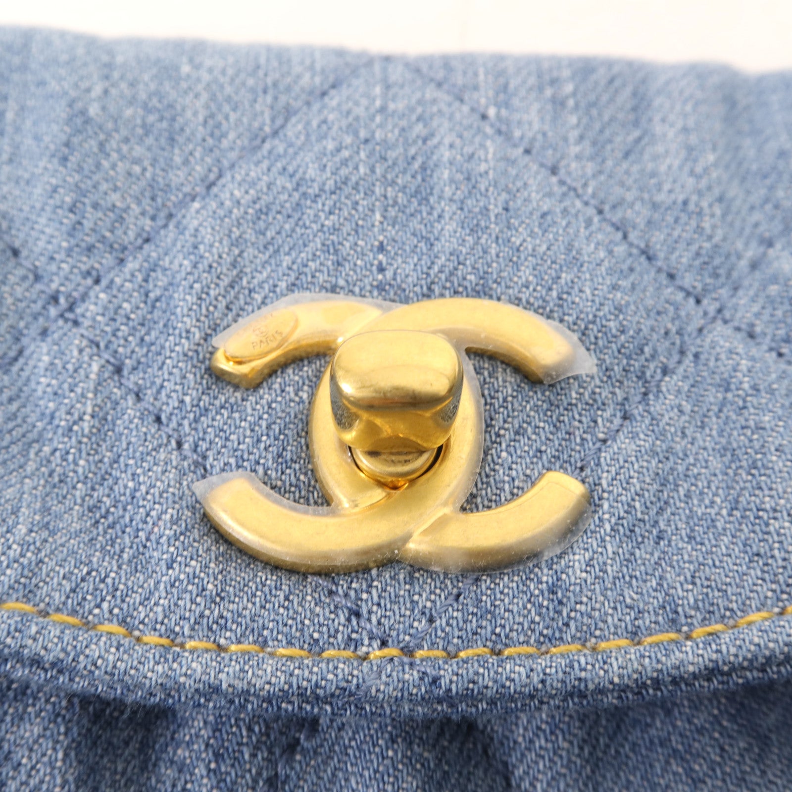 CHANEL 牛仔布Hobo Hand Bag金扣手挽肩背兩用袋