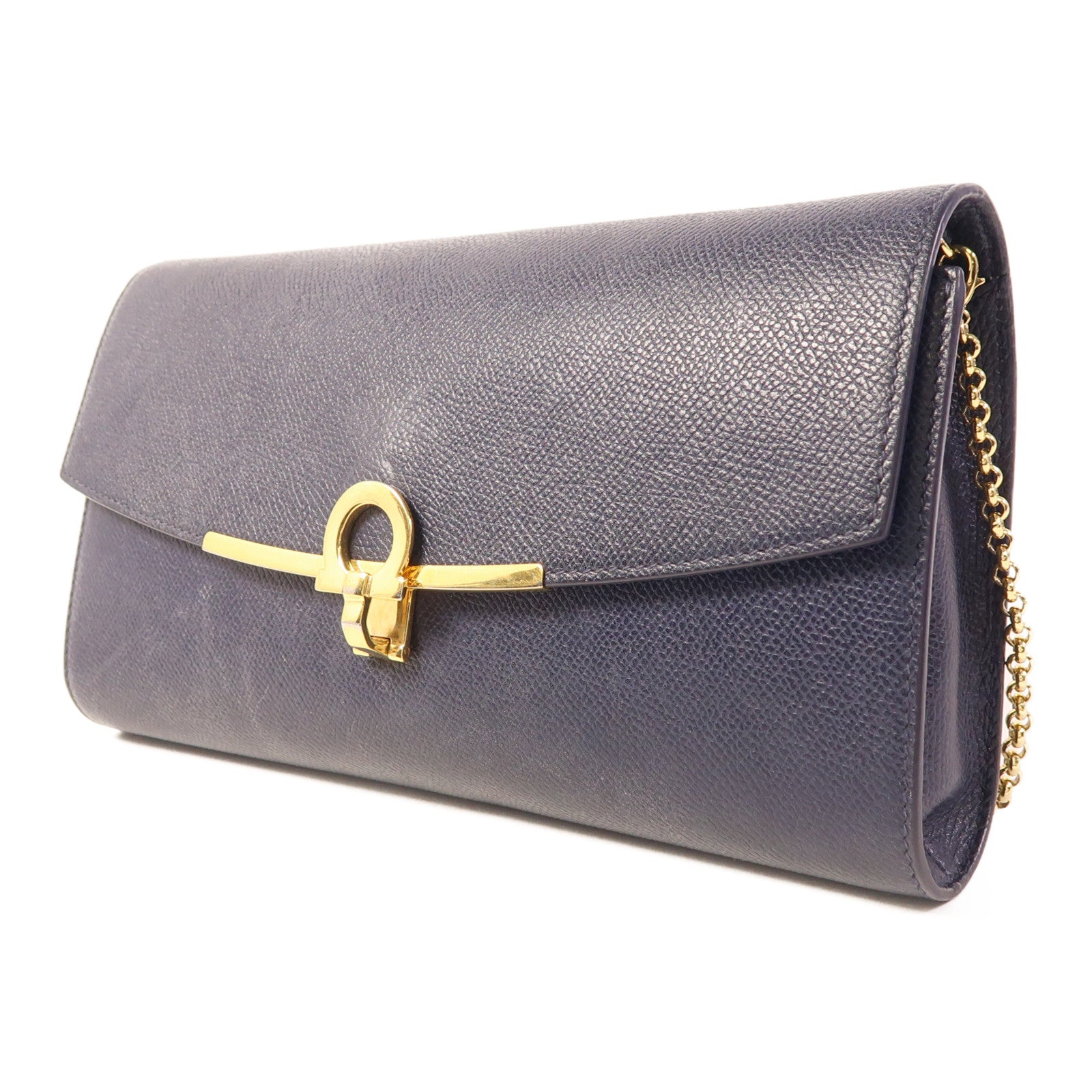 Salvatore Ferragamo 牛皮皮革Clutch Bag金扣鏈帶肩背袋