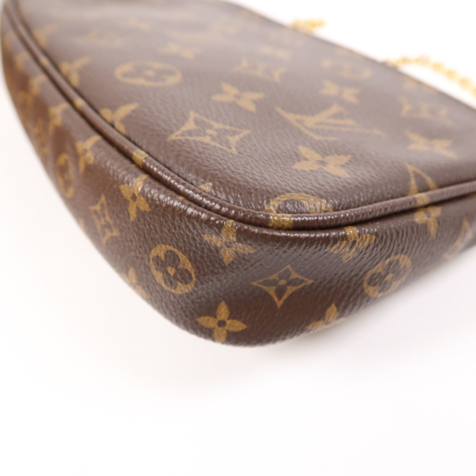 LOUIS VUITTON Monogram Multi Pochette Accessoires金扣肩背袋棕色