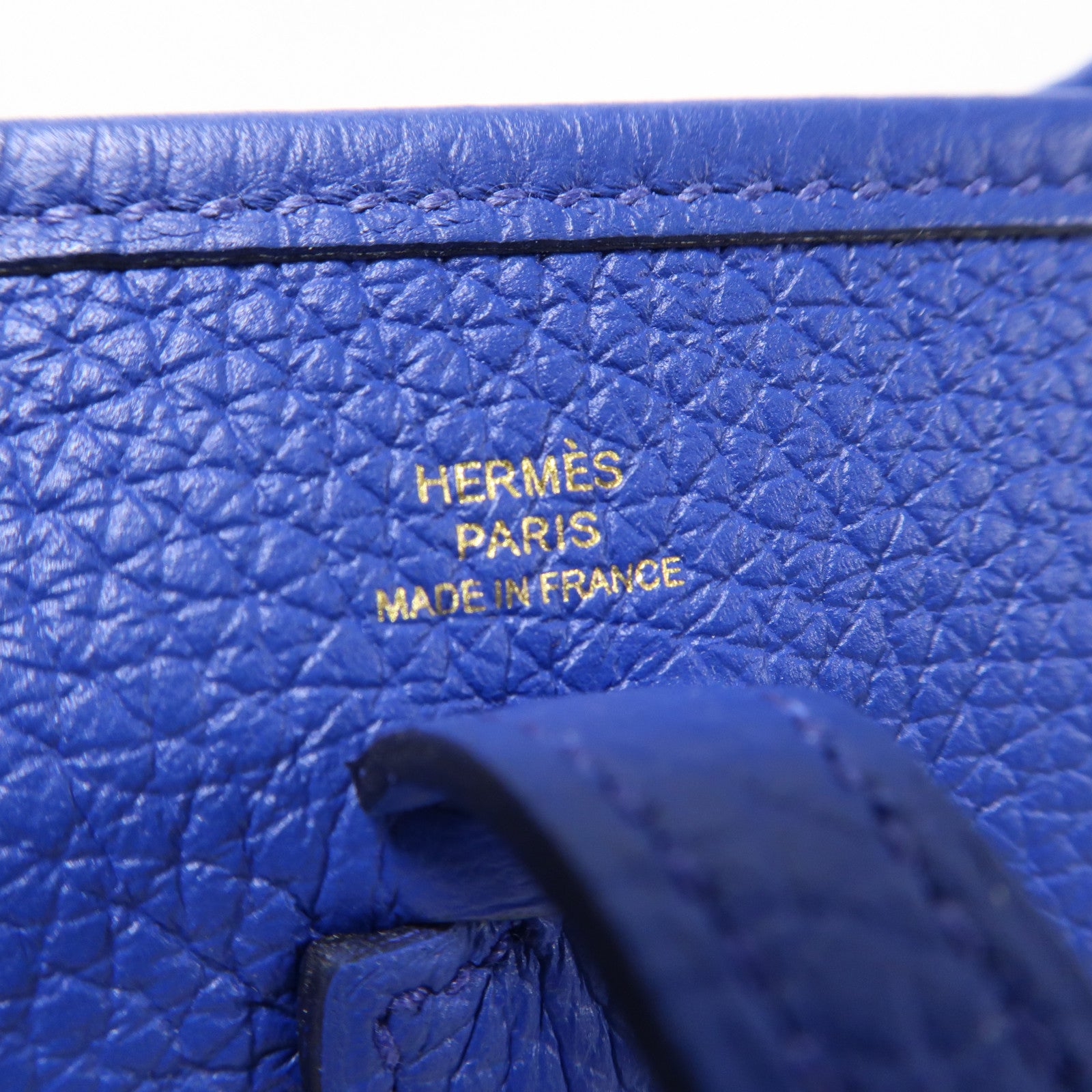 HERMES Clemence皮革Evelyne TPM金扣肩背袋Bleu Electrique/藍色