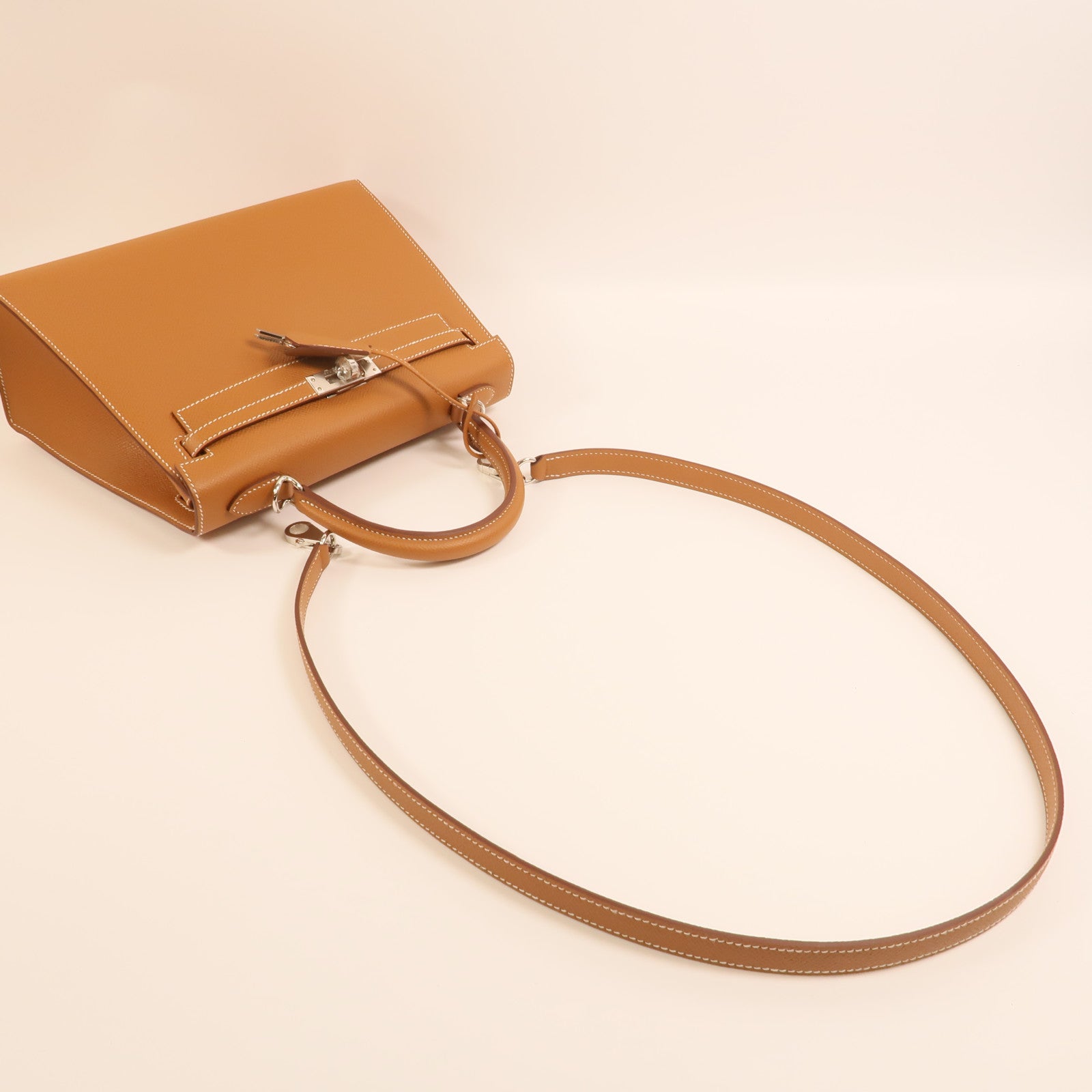 HERMES Epsom皮革Kelly 25銀扣手挽肩背兩用袋