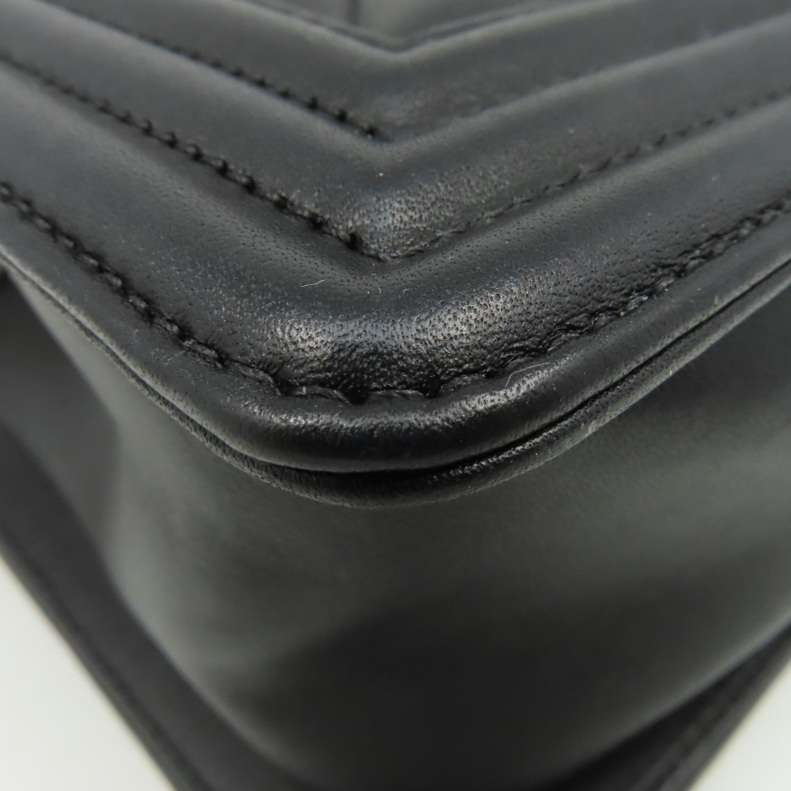 CHANEL 【激減優惠】斜紋羊皮皮革Boy Chanel 25cmShoulder Bag金扣鏈帶肩背袋黑色