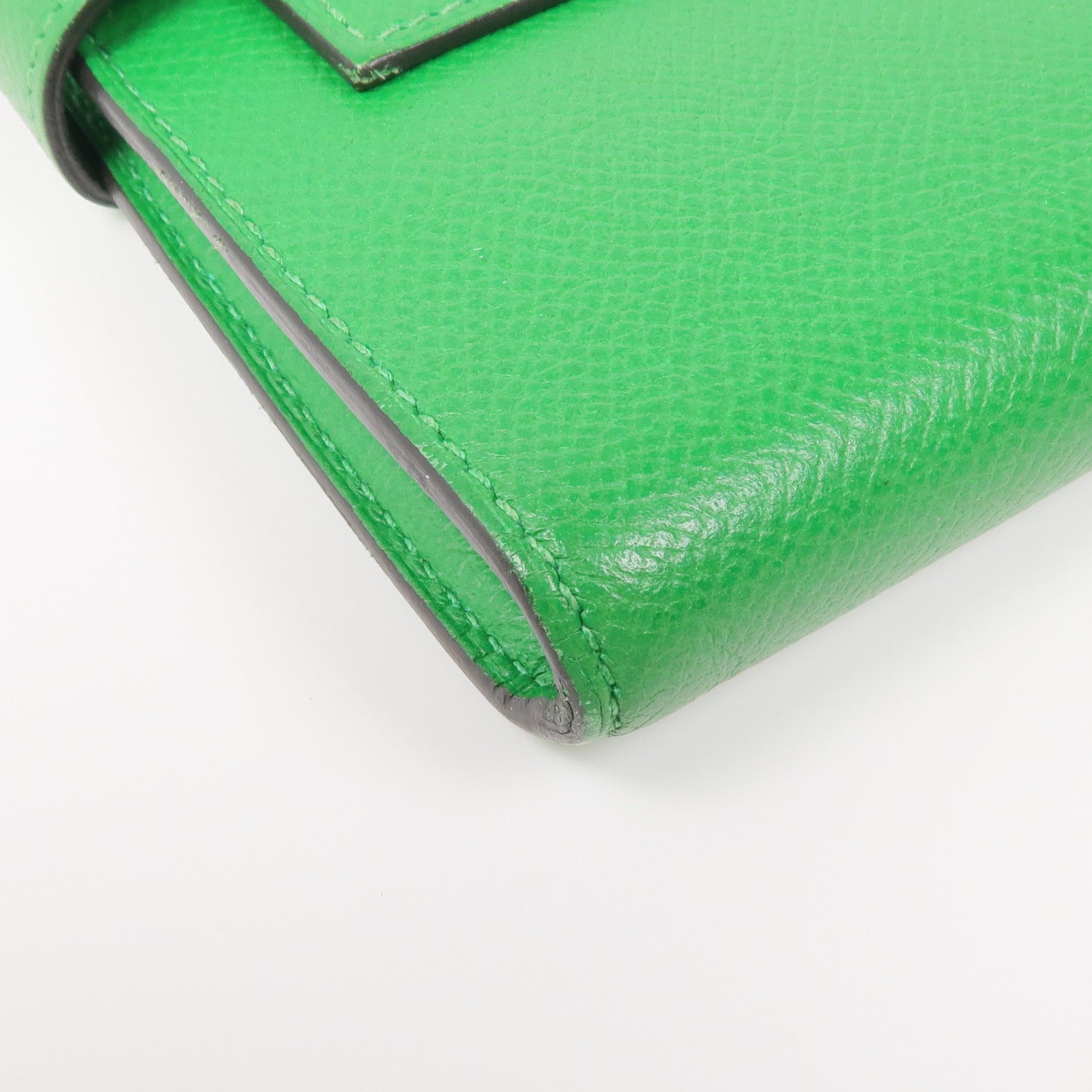 HERMES Epsom皮革Kelly Long Wallet銀扣長錢包Bambou