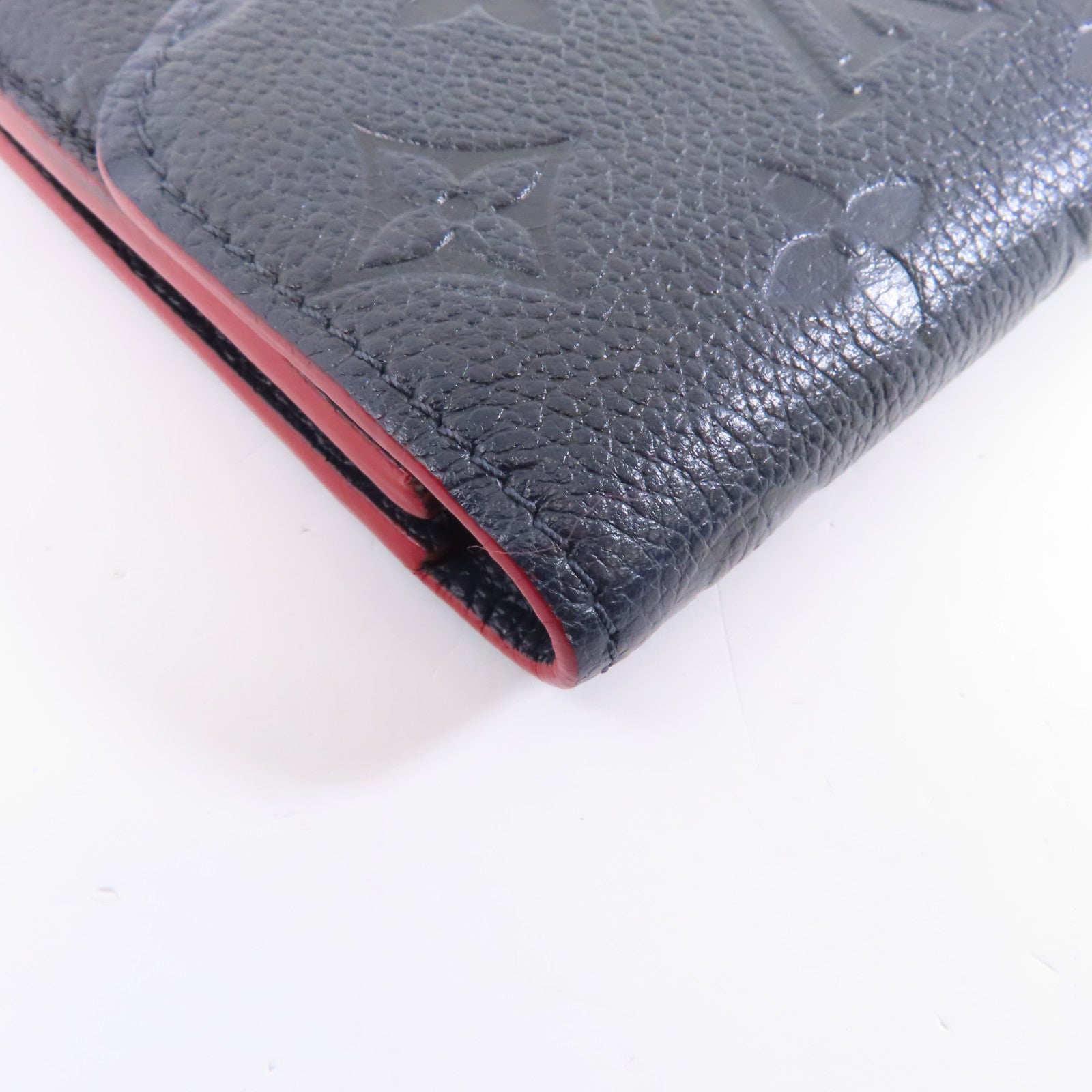 LOUIS VUITTON Monogram Empreinte Emilie金扣長錢包深藍色