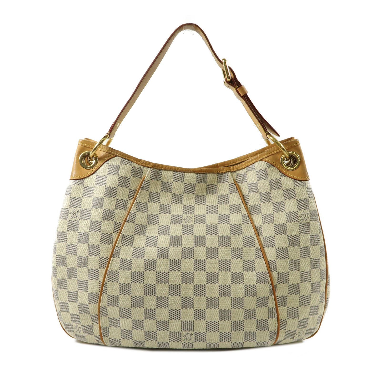 LOUIS VUITTON Damier Azur Galliera PM金扣肩背袋白色
