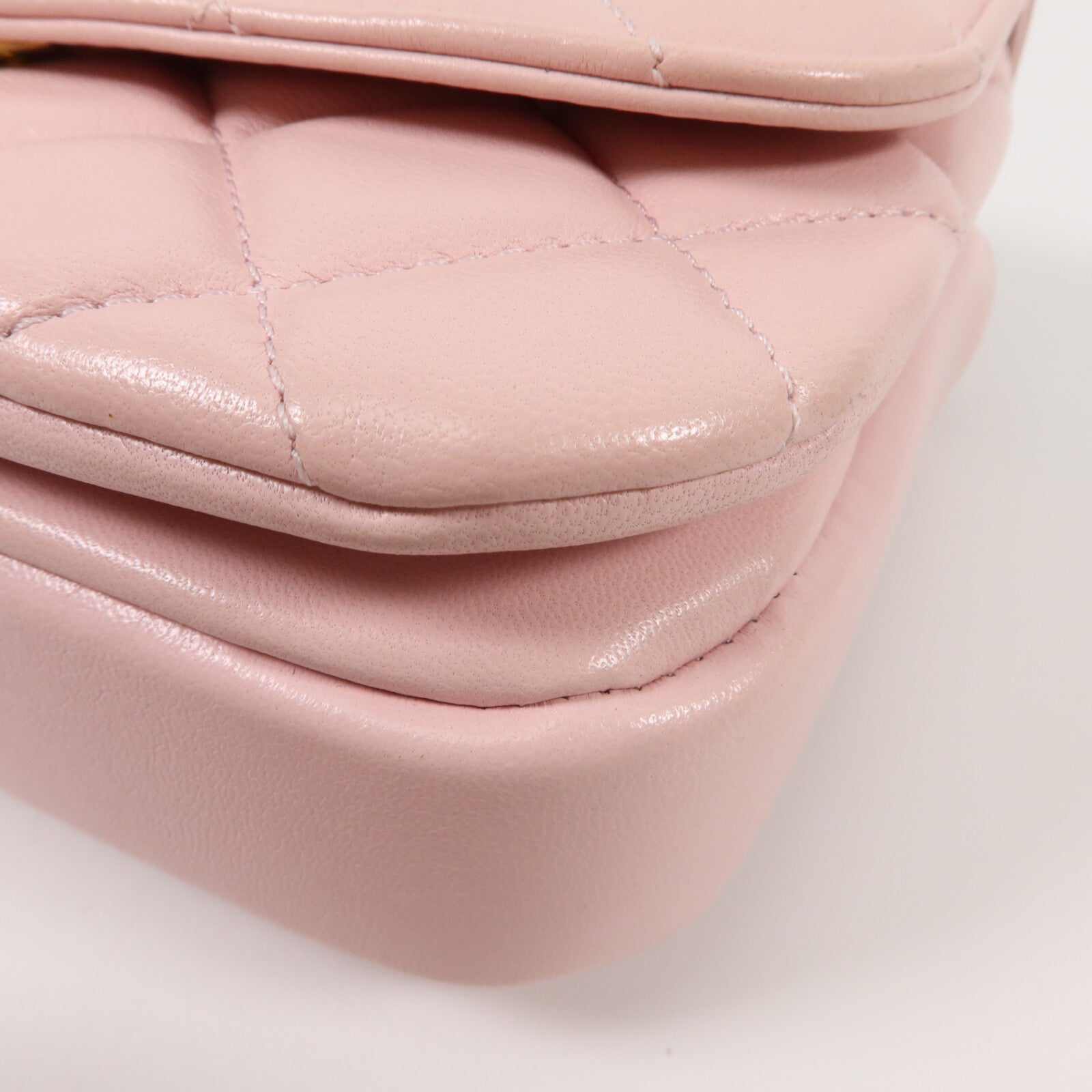 CHANEL 羊皮皮革Mini Handle Flap Bag鏈帶手挽肩背兩用袋