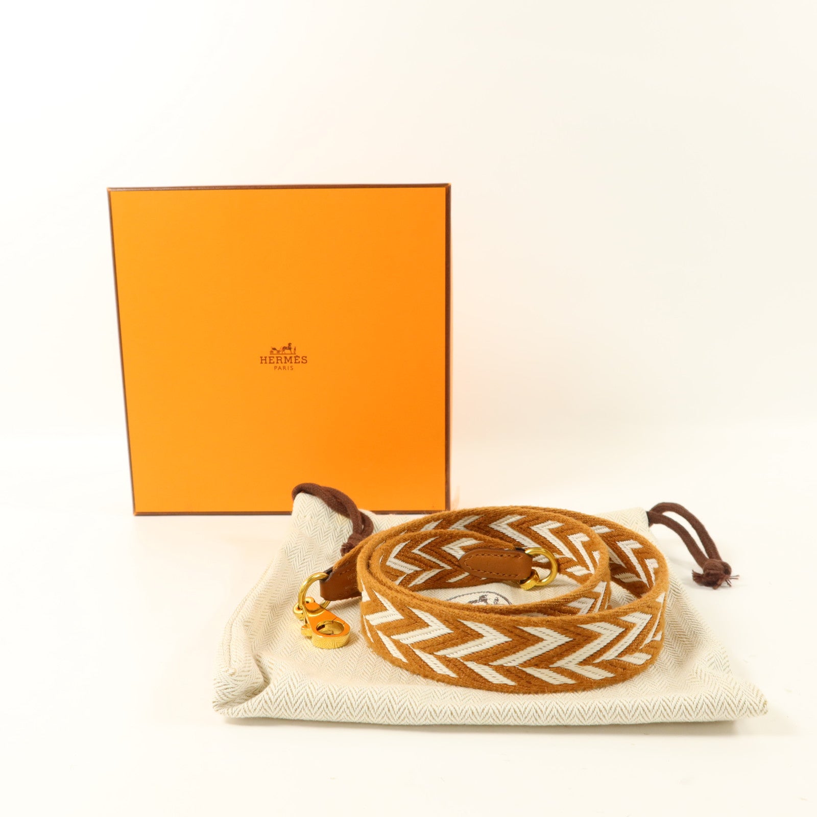 HERMES 帆布/Swift皮革Sangle Zigzag Bag Strap肩背帶