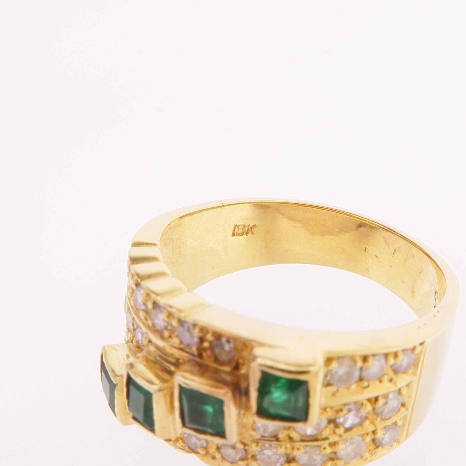 JEWELRY 18K黃金Emerald Diamond Ring綠寶石/鑽石戒指US#5.25