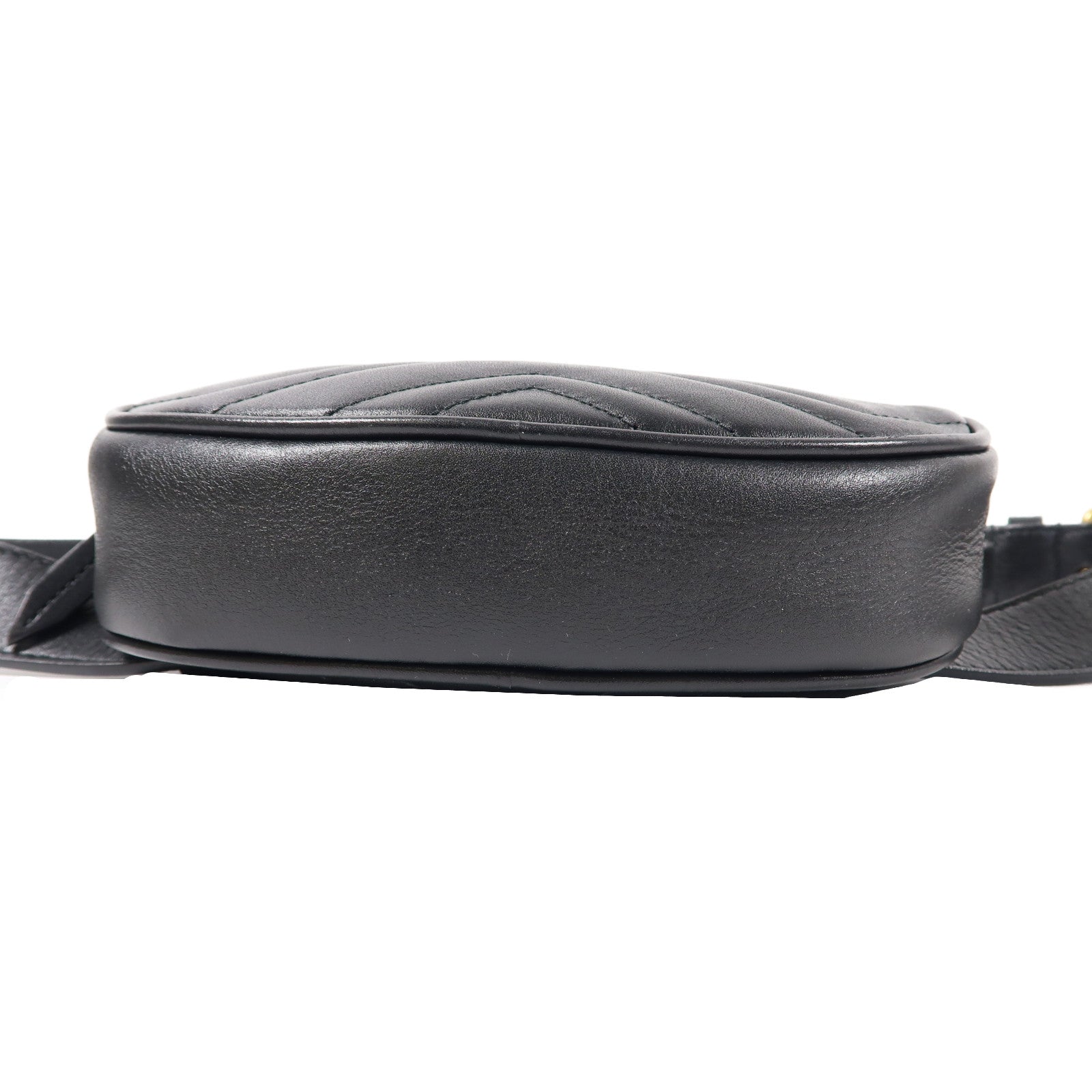 GUCCI 【激減優惠】斜紋牛皮皮革GG Marmont Waist Bag金扣腰包黑色