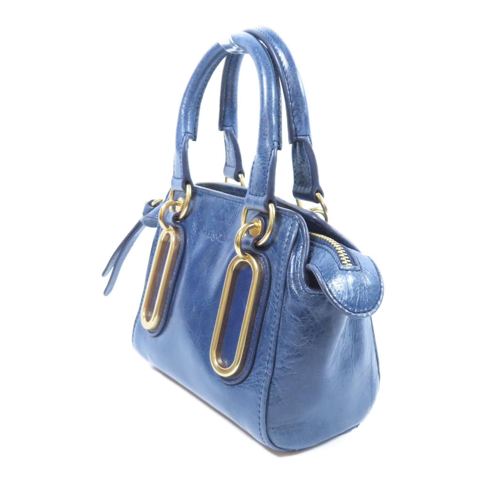 SEE BY CHLOE 【激減優惠】牛皮皮革2 Way Shoulder Bag金扣手挽肩背兩用袋藍色