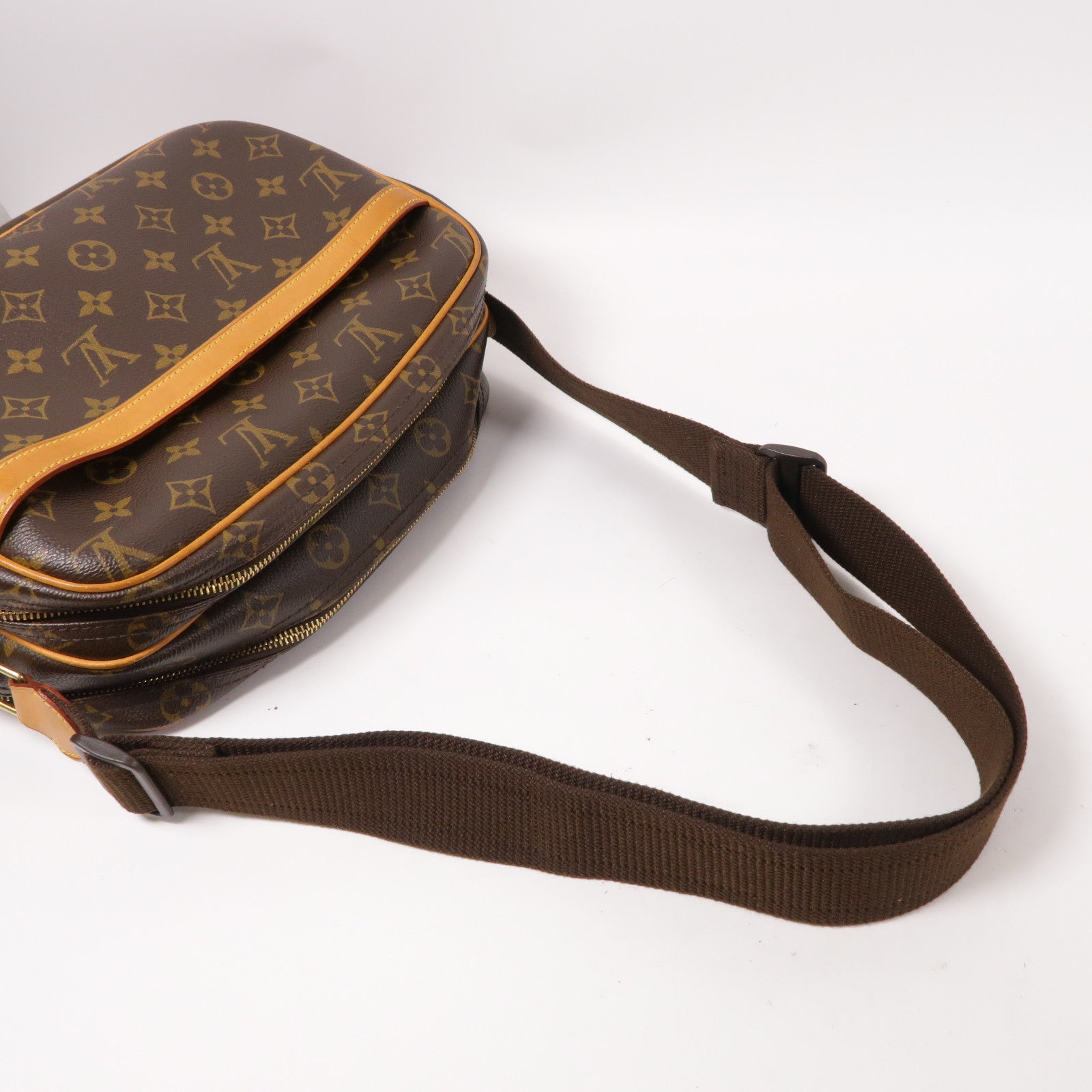 LOUIS VUITTON Monogram Reporter金扣肩背袋啡色