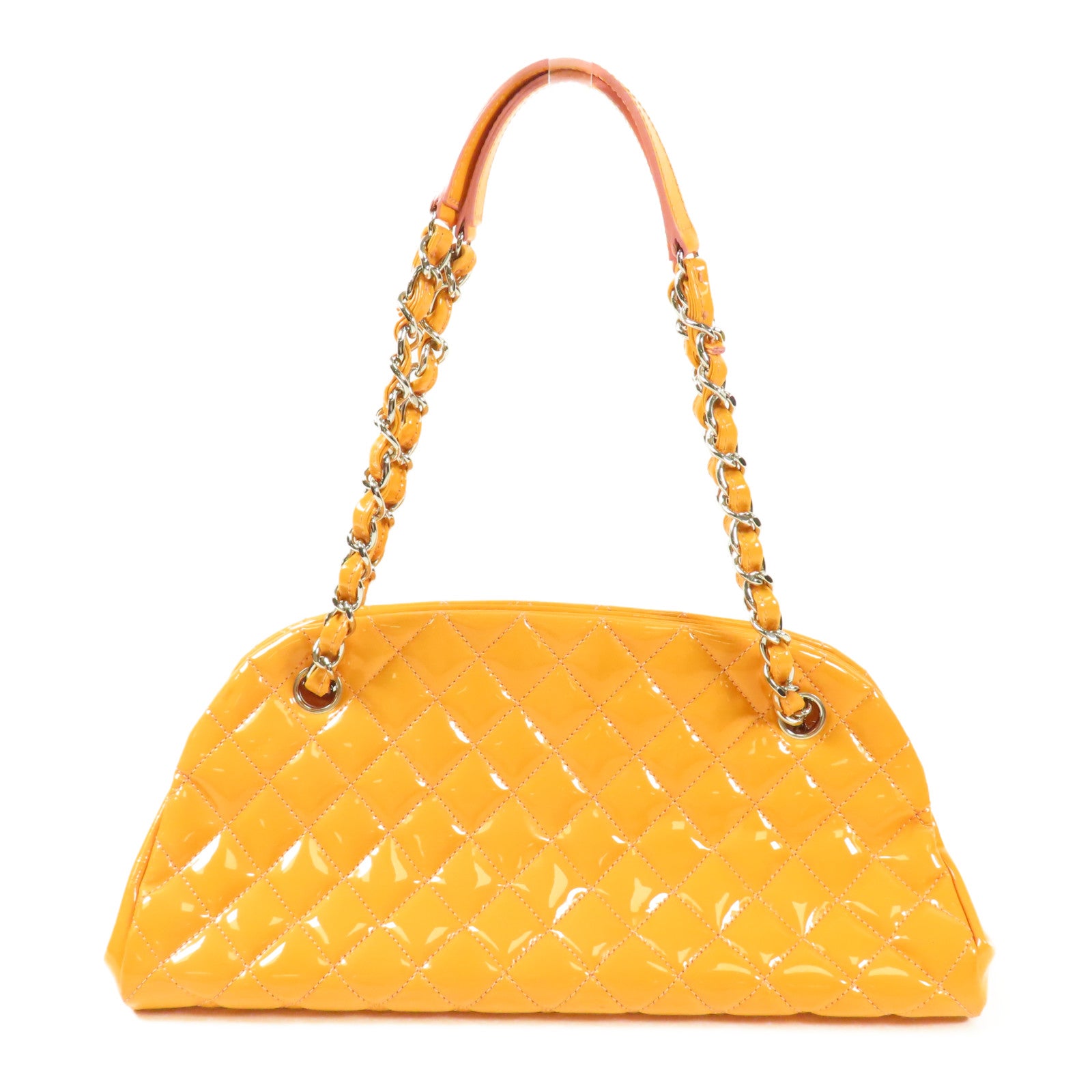 CHANEL 漆皮皮革Shoulder Bag銀扣鏈帶肩背袋