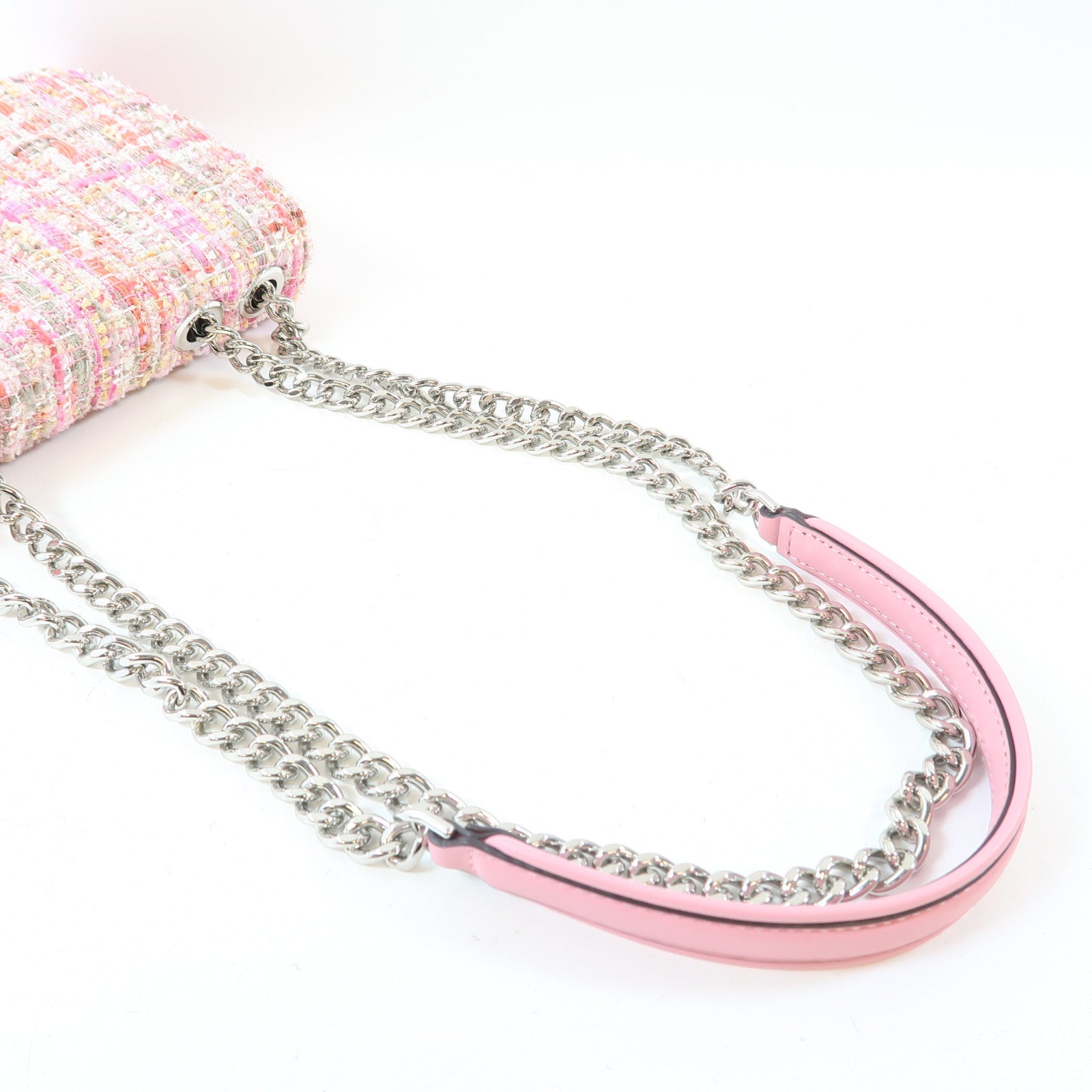 Kate Spade 斜紋軟呢Shoulder Bag銀扣鏈帶肩背袋粉紅色