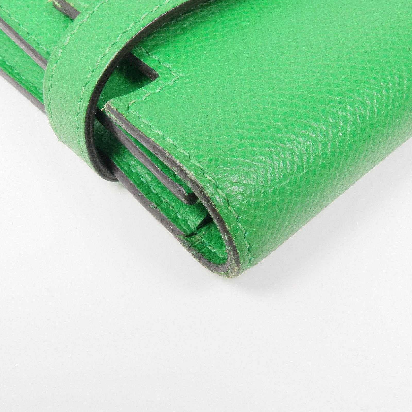 HERMES Epsom皮革Kelly Long Wallet銀扣長錢包Bambou